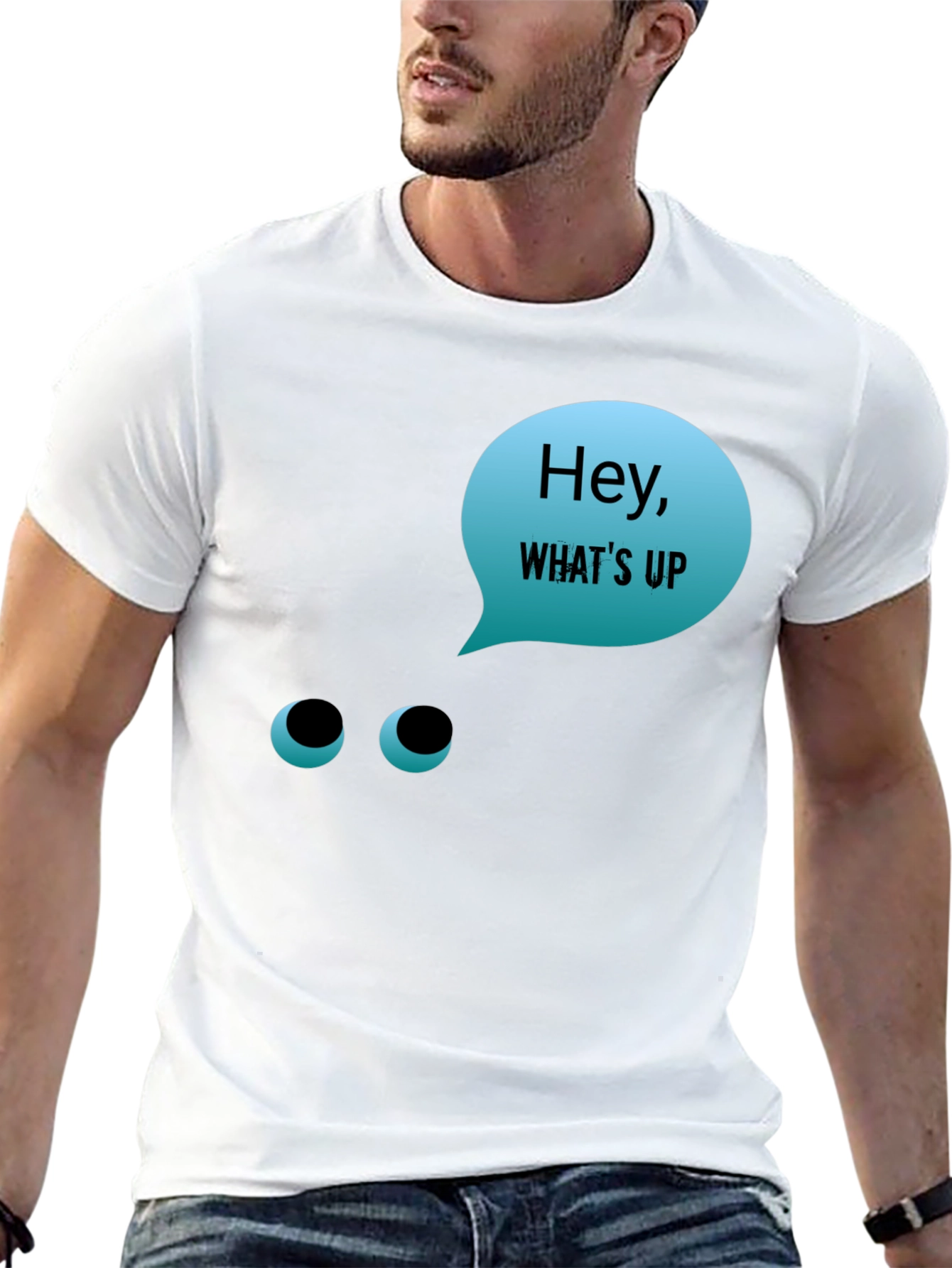 Black Hey What's Up T-Shirt - Funny Graphic Tee view 13