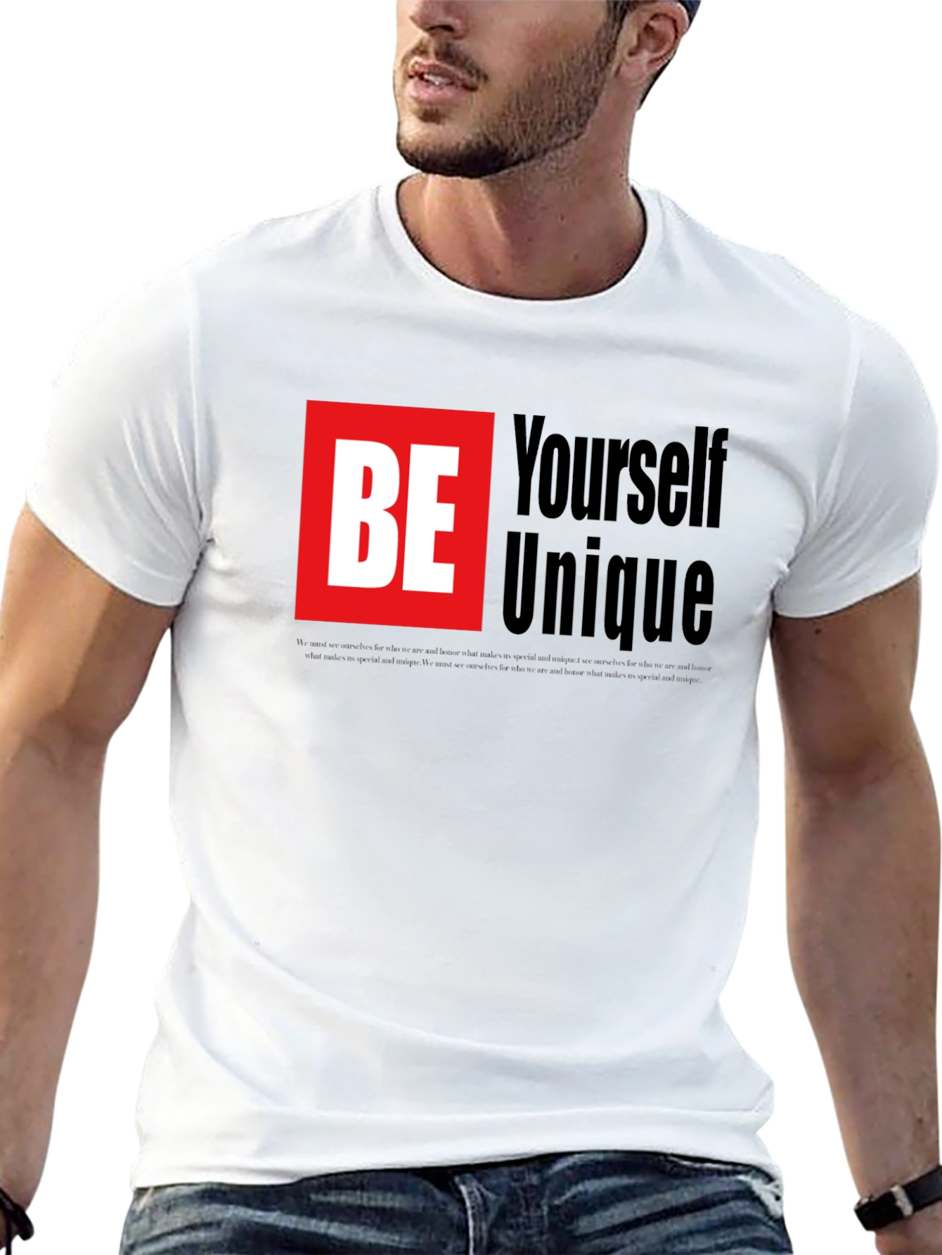 Black Be Yourself Unique Graphic Tee - Black view 13
