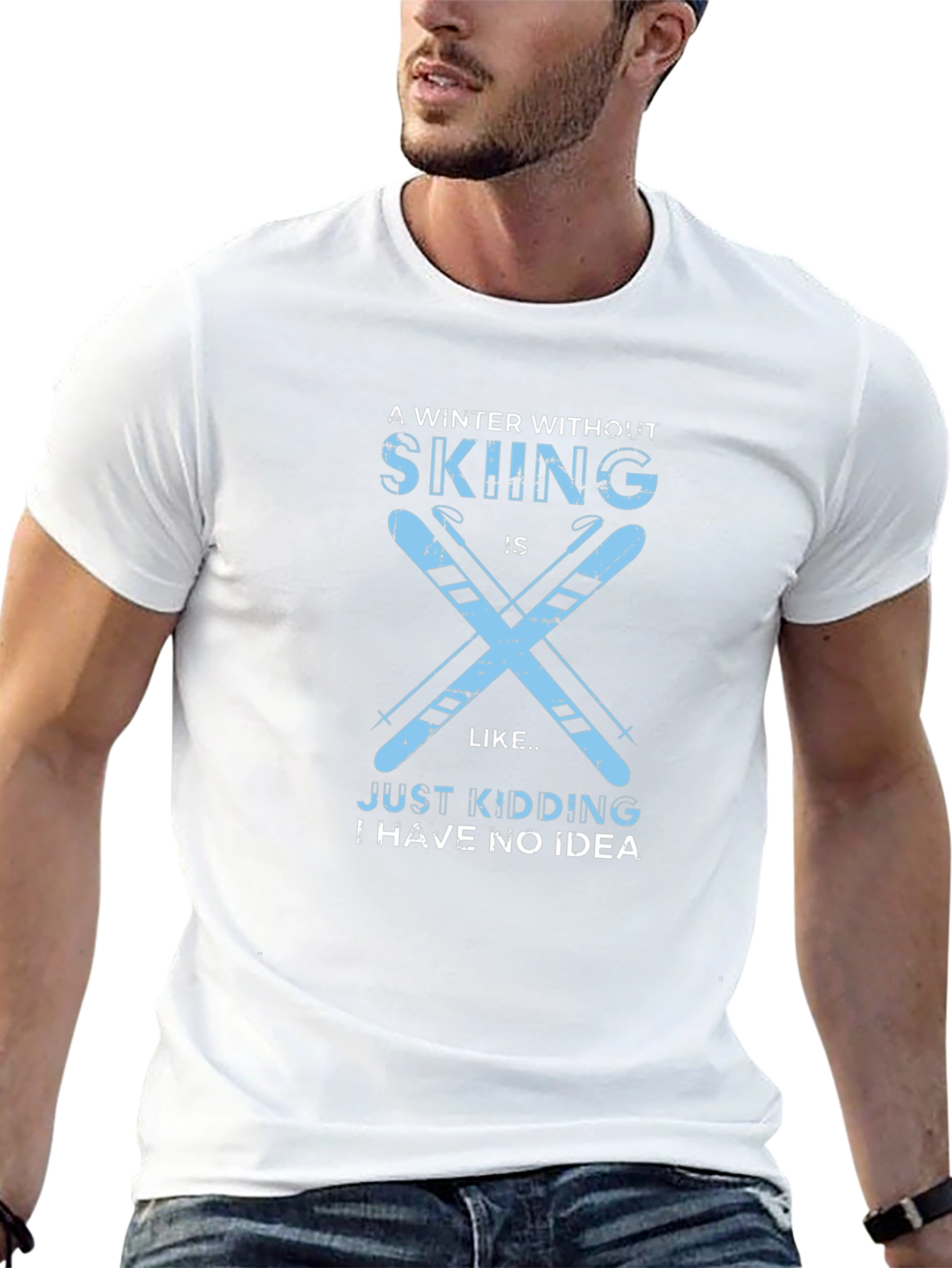 Black Skiing Winter T-Shirt view 13