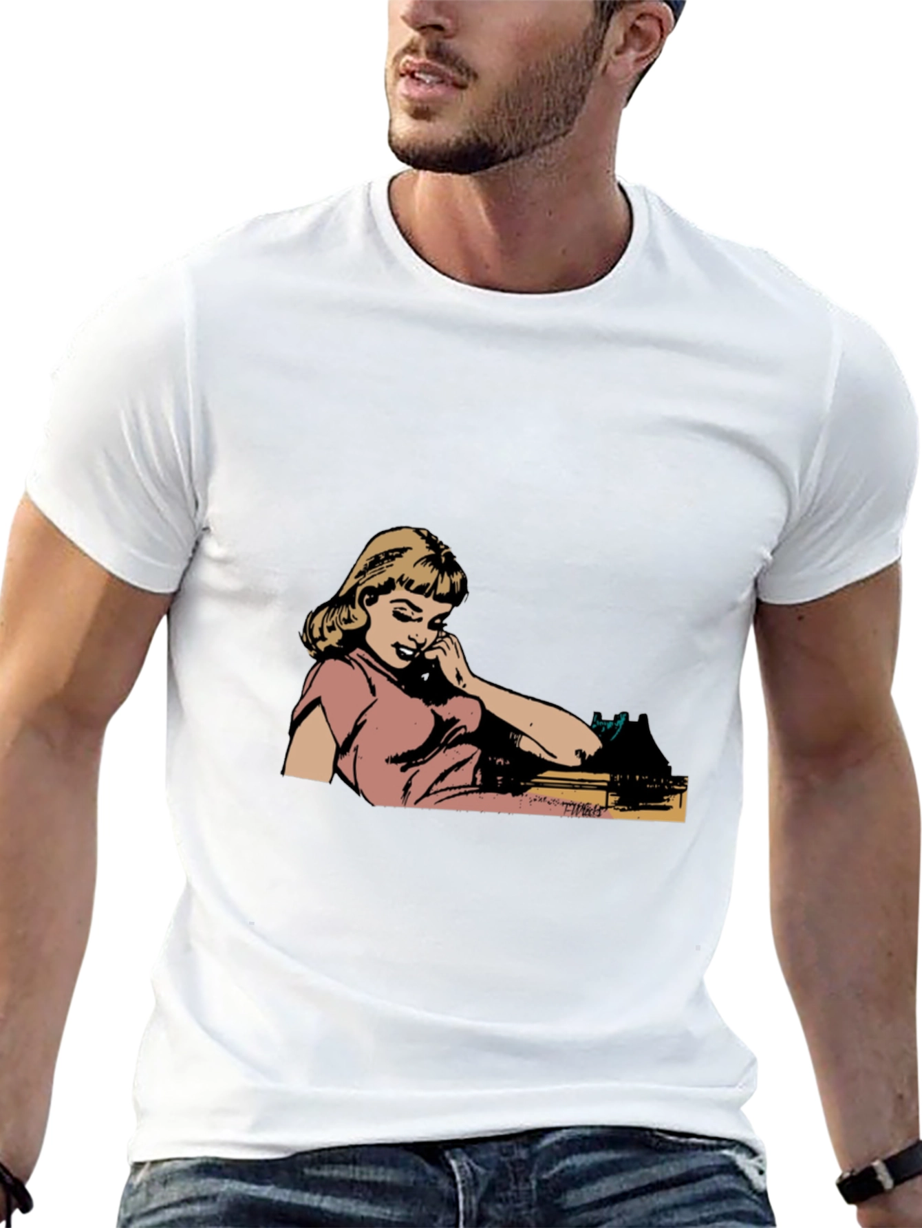 Black Retro Comic Girl Graphic Black T-Shirt view 13