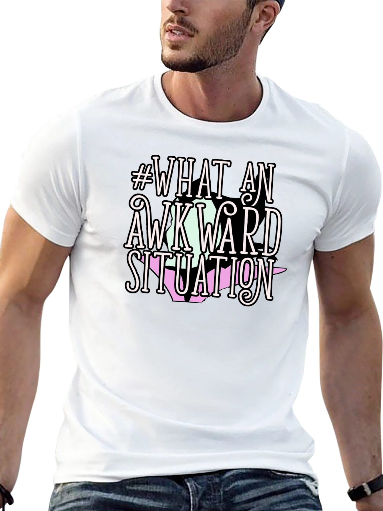 Black Awkward Situation Tee - Funny Graphic T-Shirt view 13