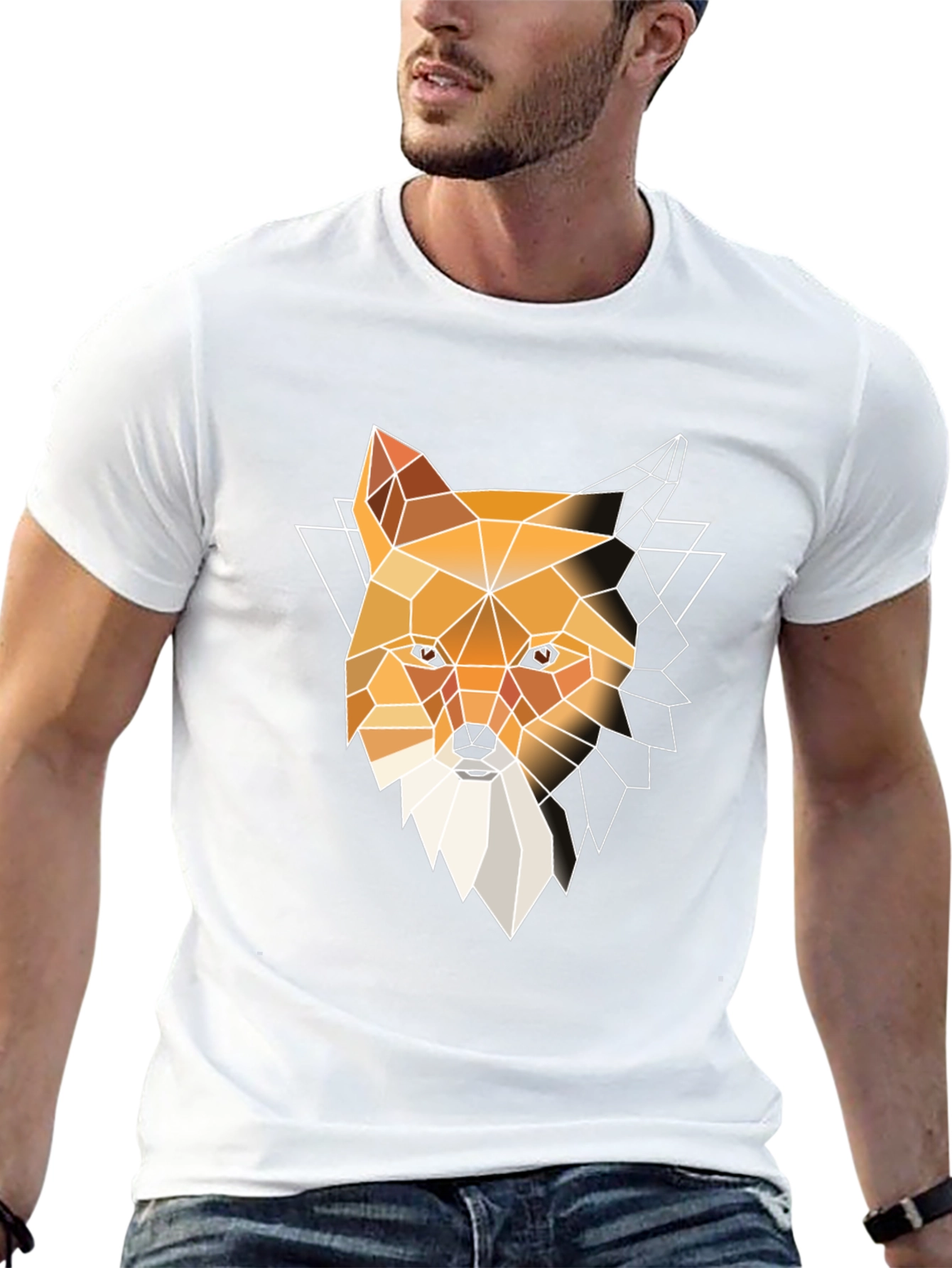 Black Geometric Fox Graphic T-Shirt - Modern Men's Tee view 13
