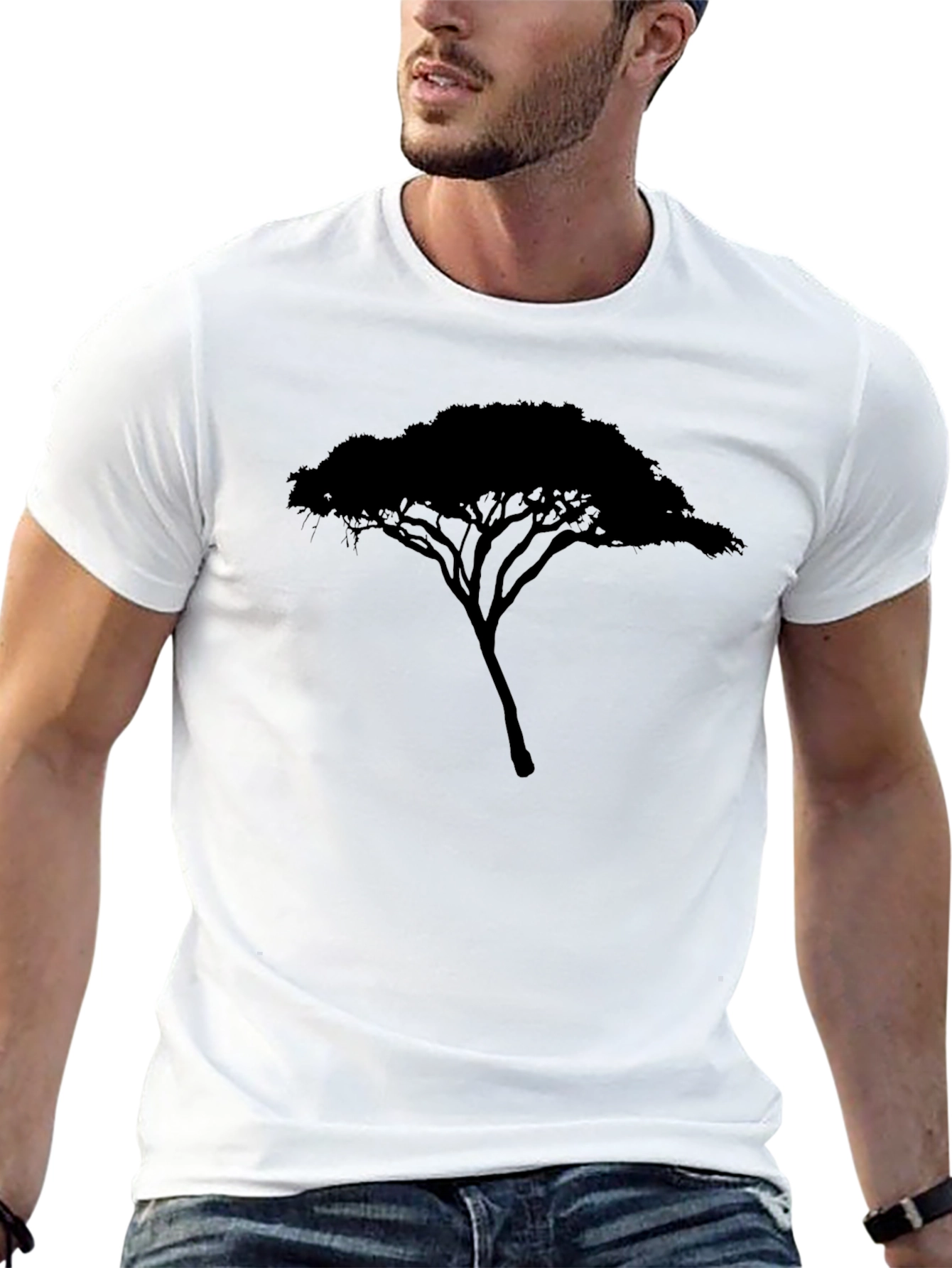 Black Tree Silhouette Graphic Tee - Black Casual Shirt view 13
