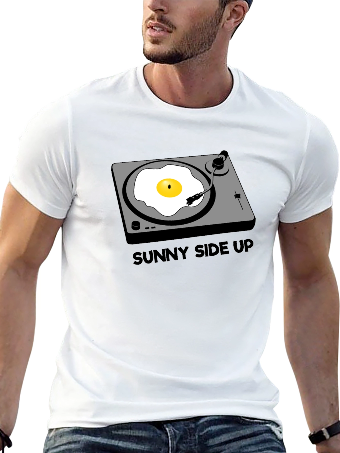 Black Sunny Side Up Turntable T-Shirt view 13