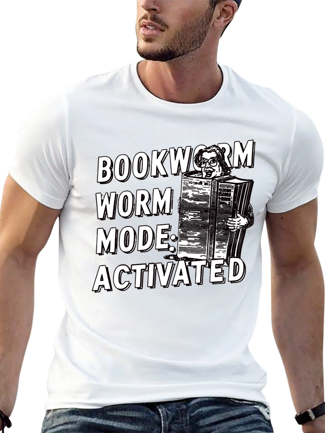 Black Bookworm Mode Activated Graphic T-Shirt view 13