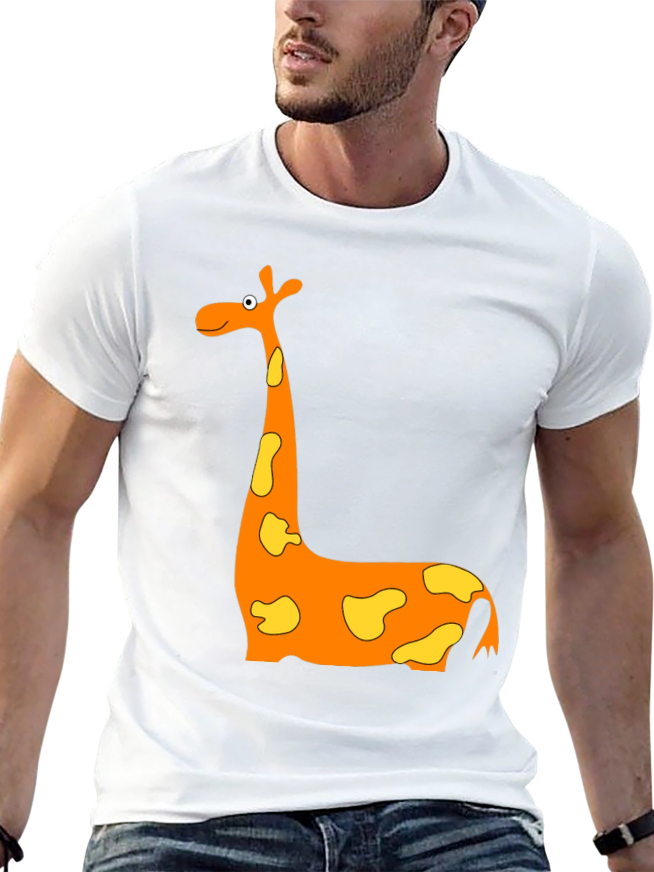 Black Cartoon Giraffe Graphic T-Shirt - Black view 13