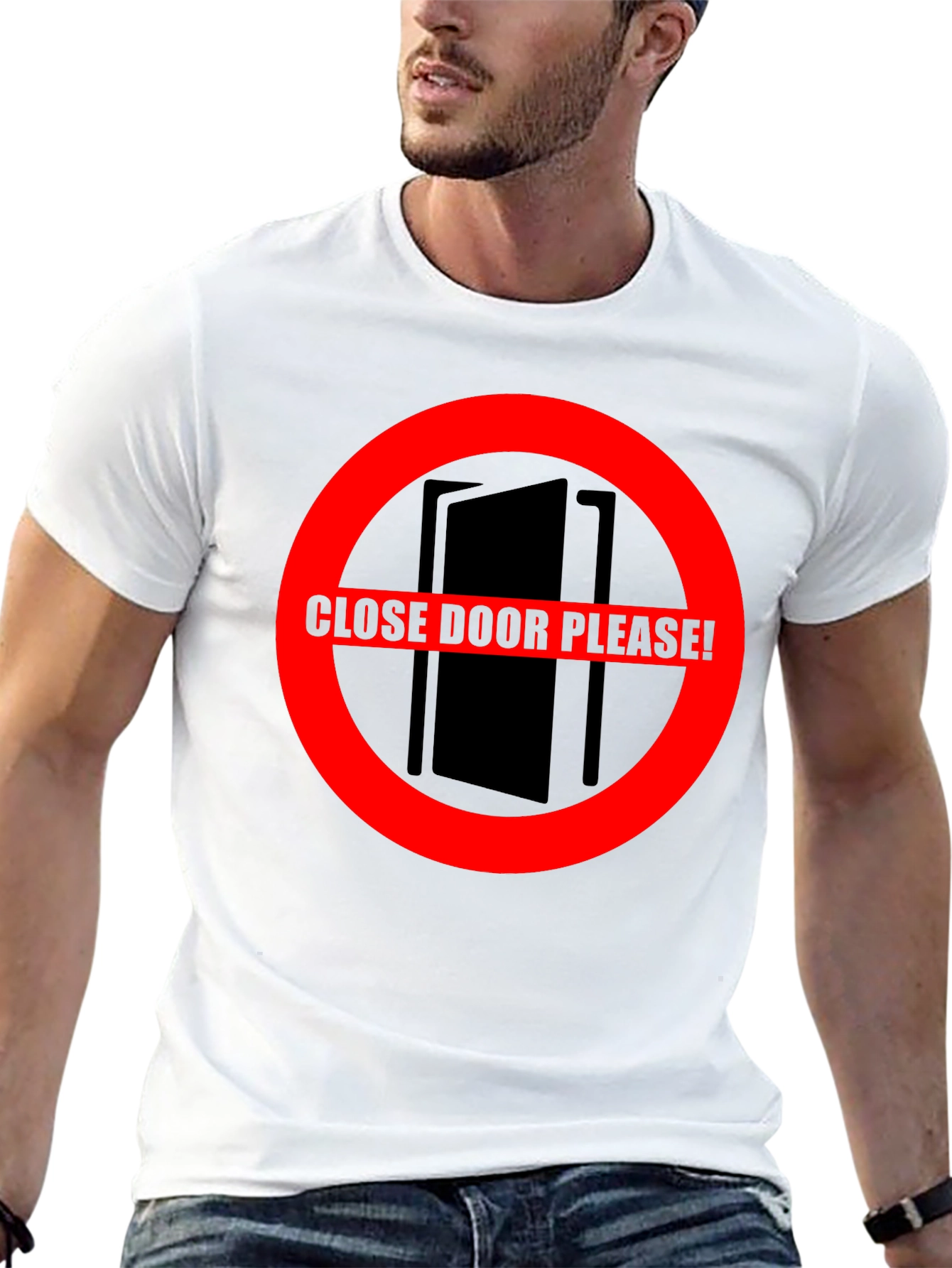 Black Close Door Please! Graphic T-Shirt view 13