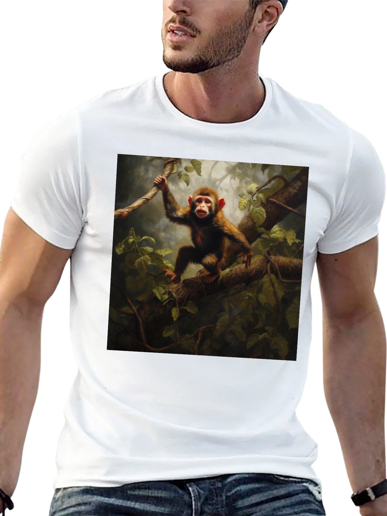 Black Monkey in Jungle T-Shirt - Black view 13