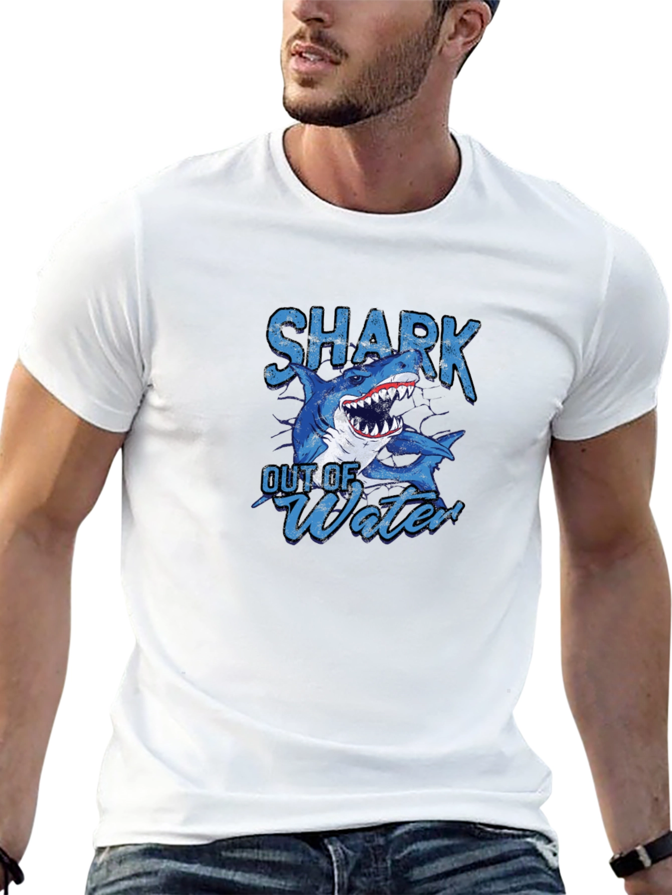 Black Shark Out of Water Graphic T-Shirt view 13
