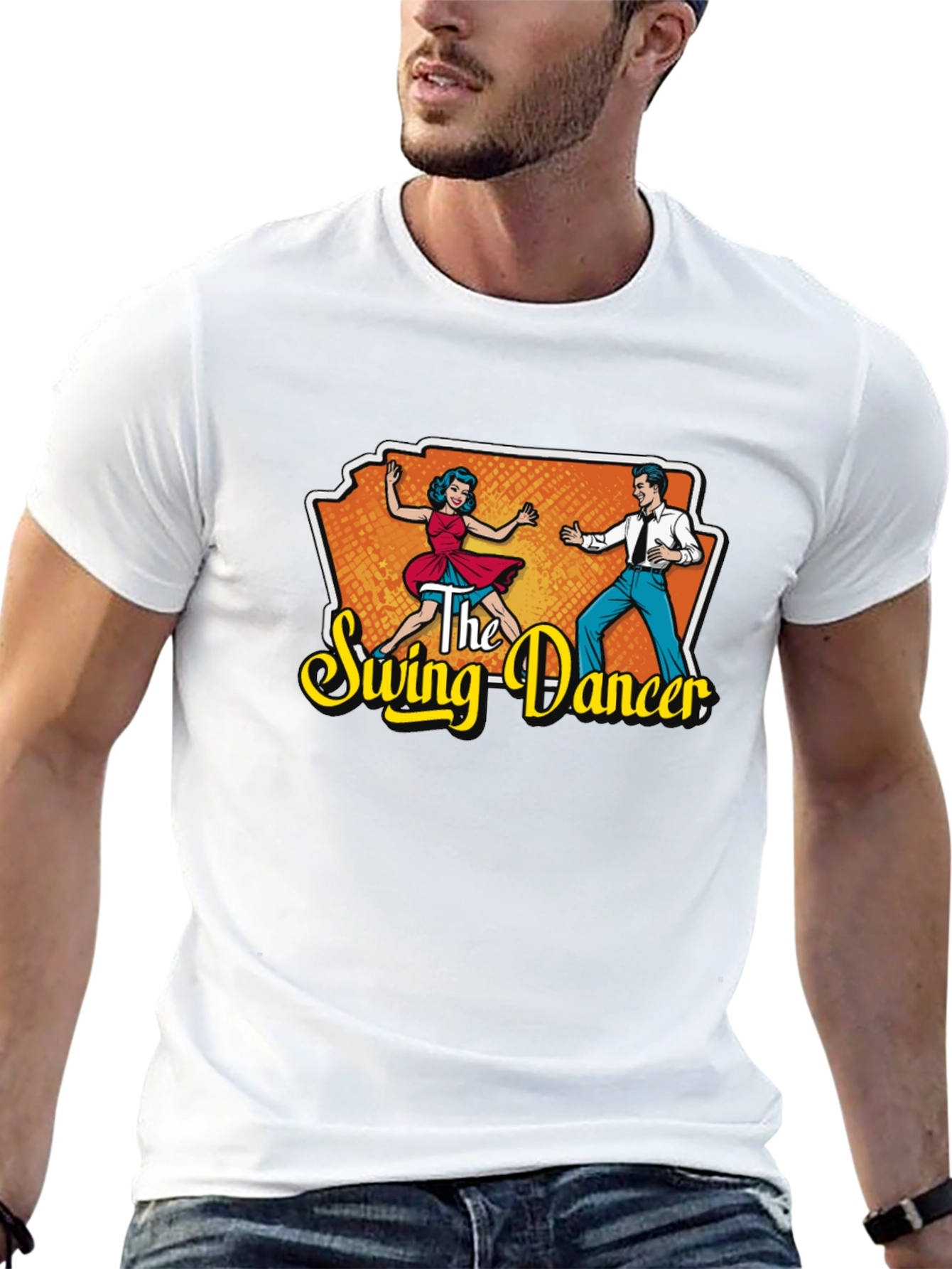 Black Retro Swing Dancer Graphic Tee - Vintage Style T-Shirt view 13