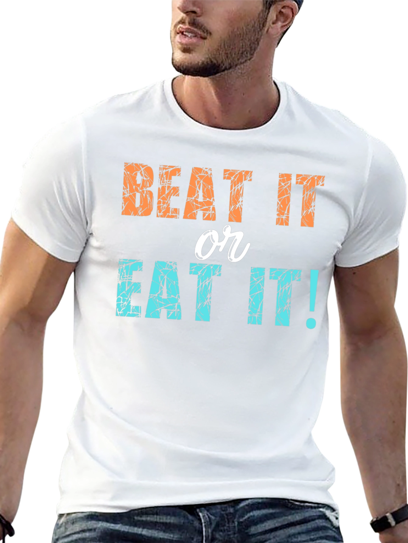 Black Beat It or Eat It! Novelty Graphic Tee view 13