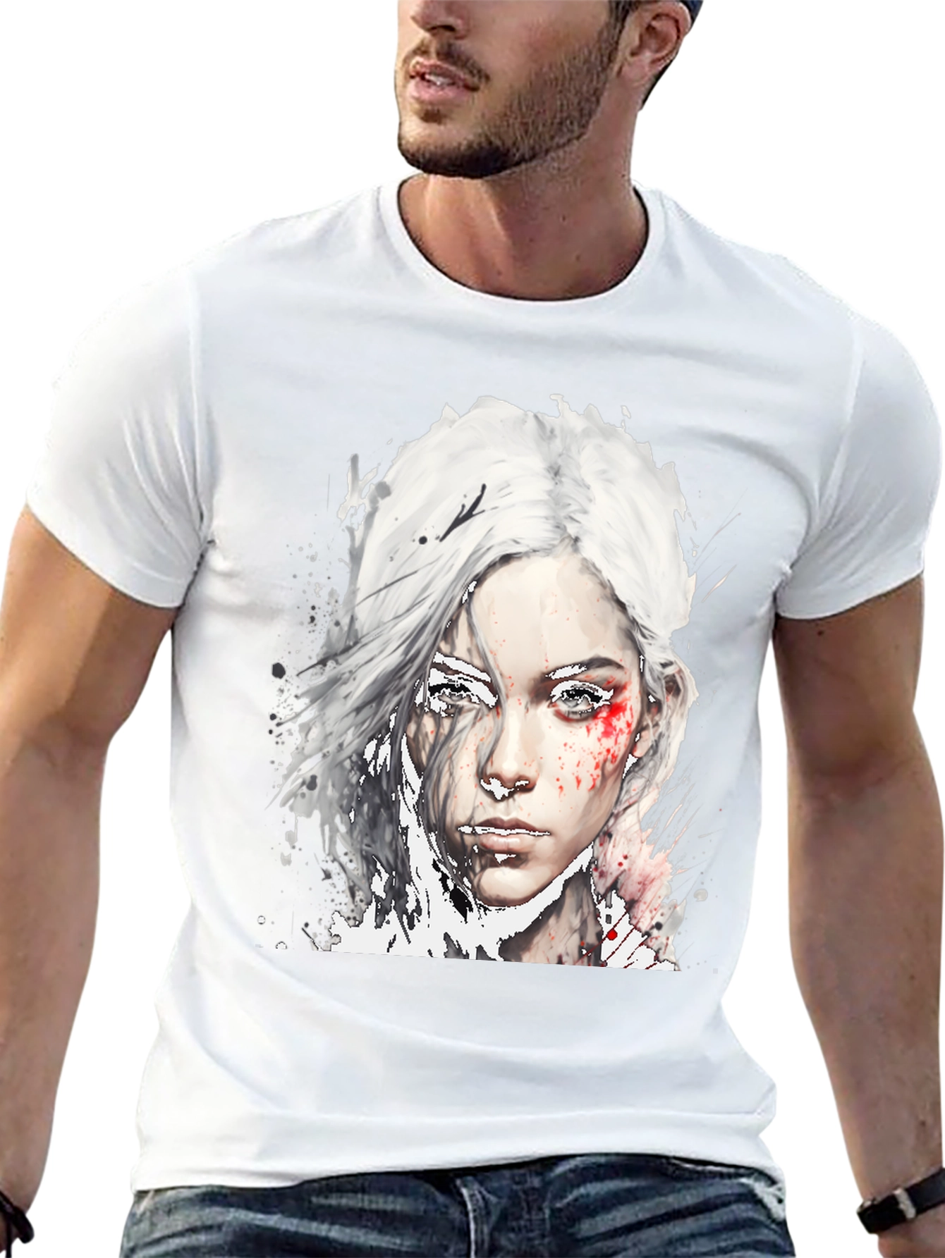 Black Watercolor Woman Graphic Black T-Shirt view 13