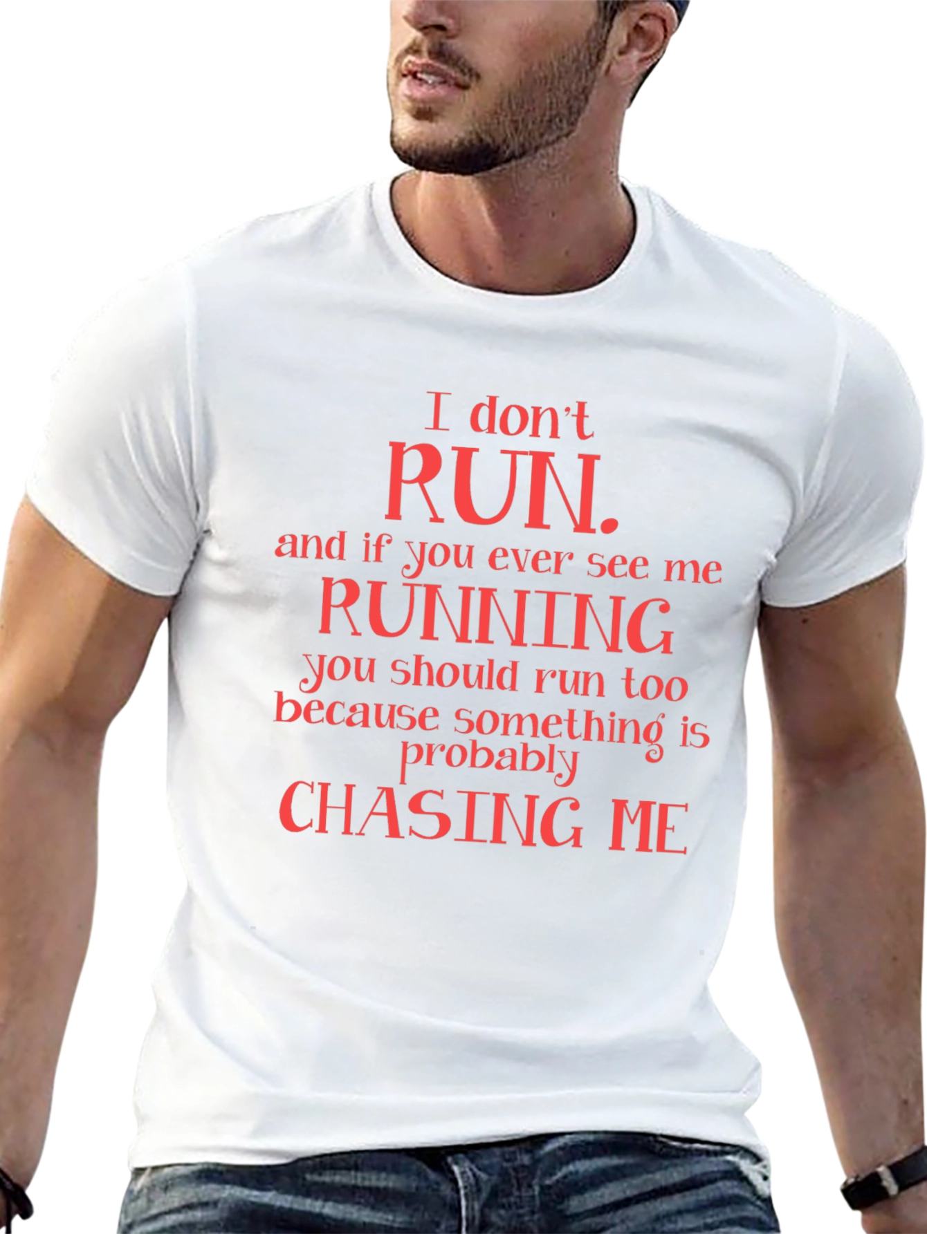 Black Funny "I Don't Run" Graphic T-Shirt view 13