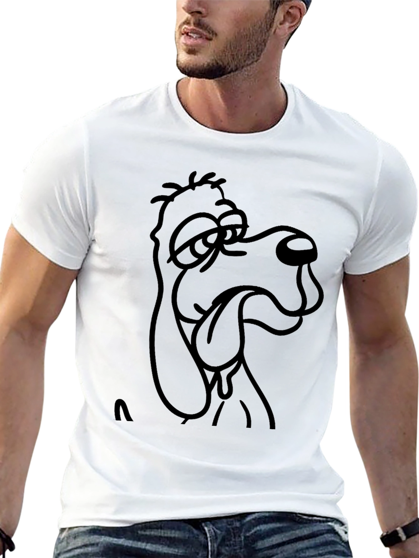 Black Funny Cartoon Dog Graphic Black T-Shirt view 13