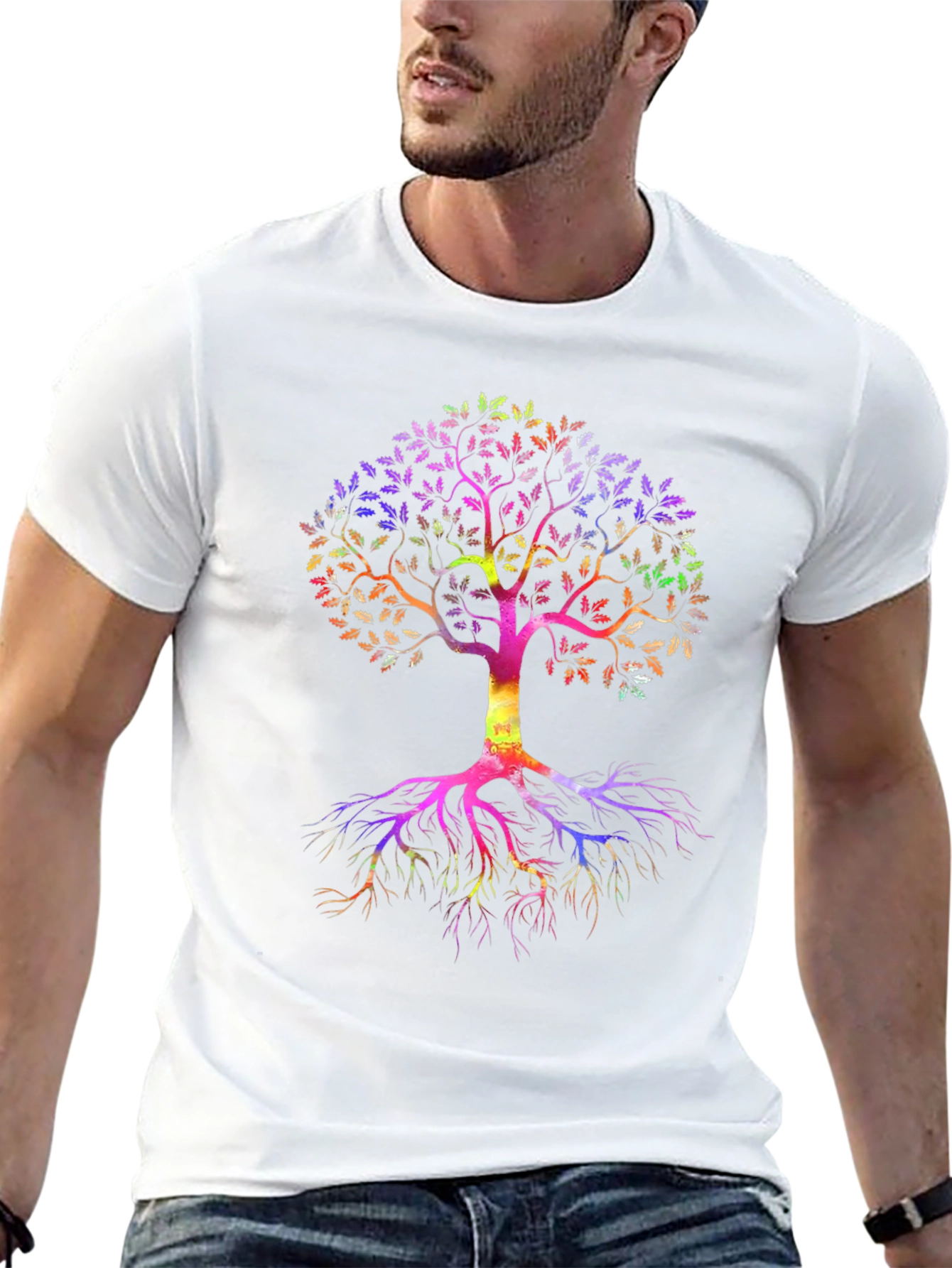 Black Rainbow Tree of Life Black T-Shirt view 13