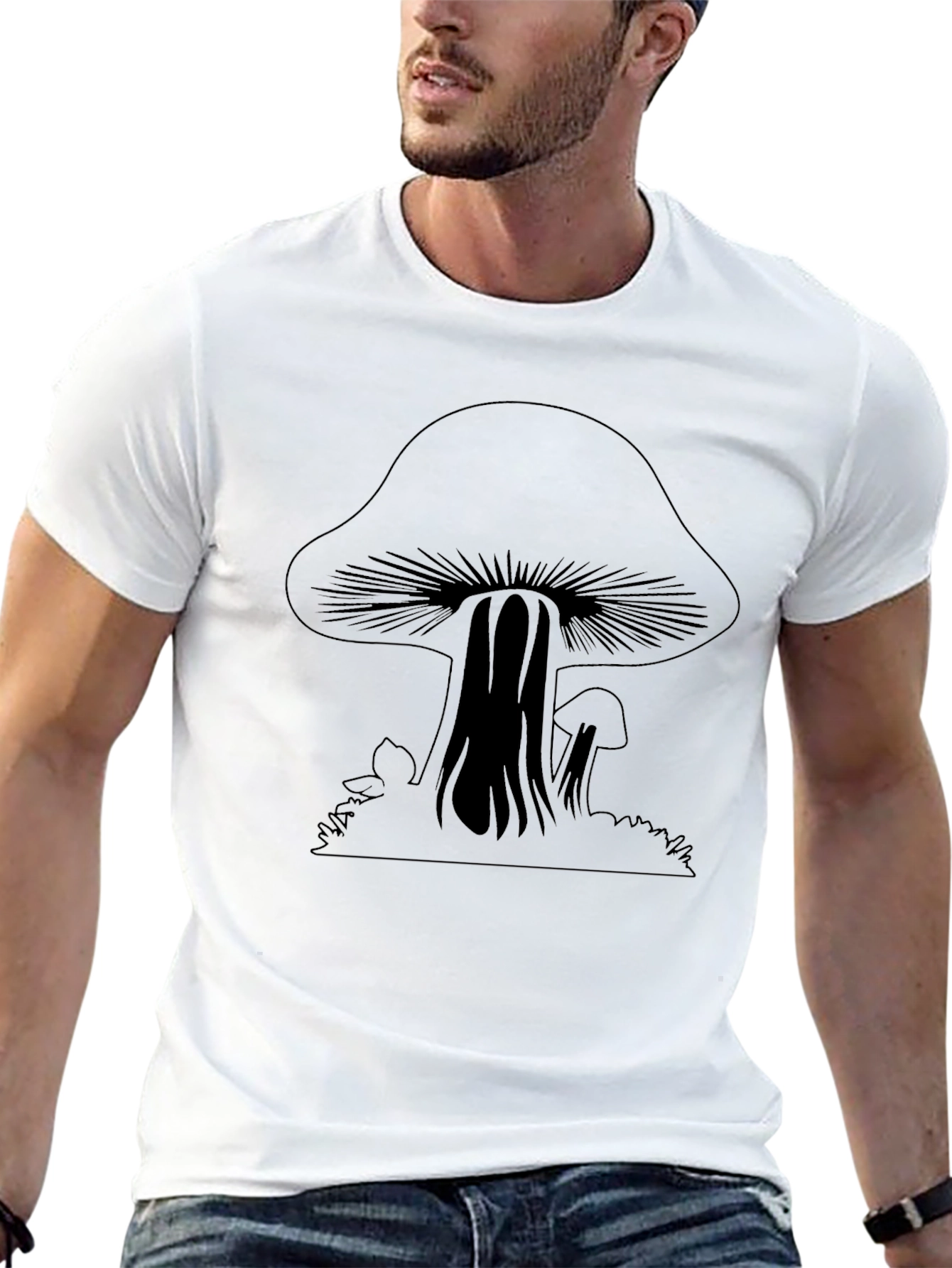 Black Mushroom Graphic Black Tee view 13