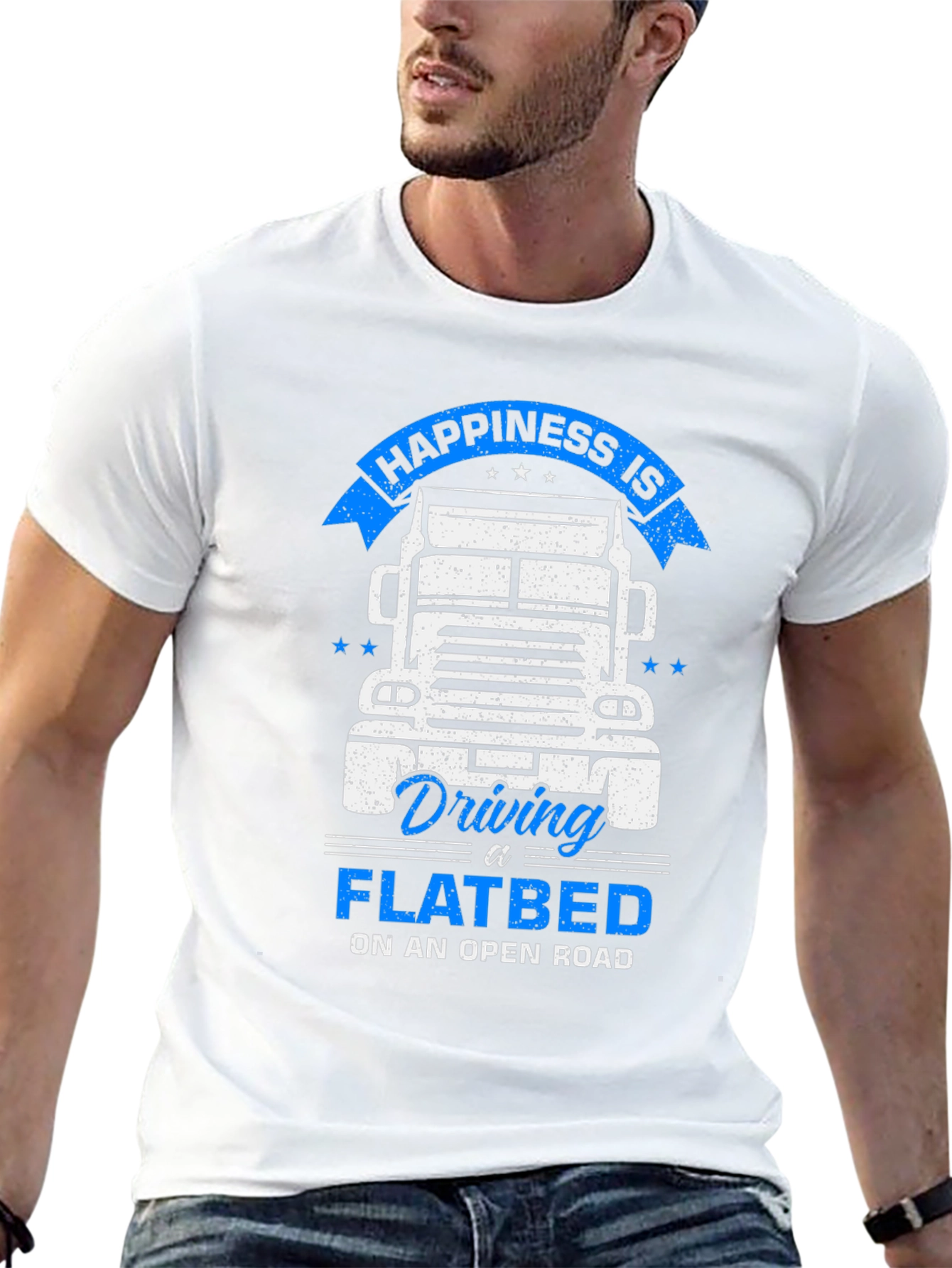 Black Happiness Flatbed Trucker T-Shirt - Open Road Comfort view 13