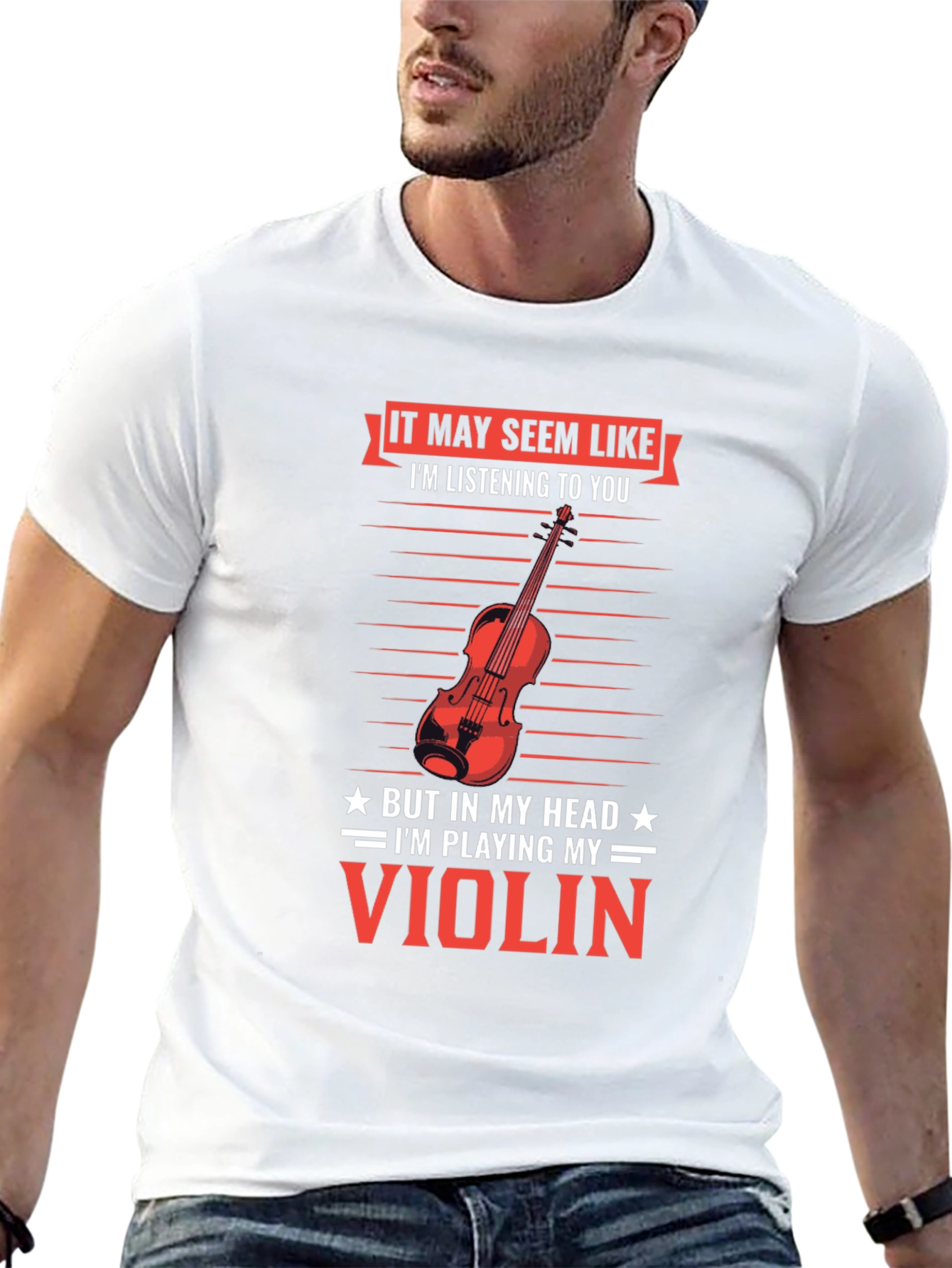 Black Funny Violinist T-Shirt - I'm Playing My Violin in My Head Tee view 13