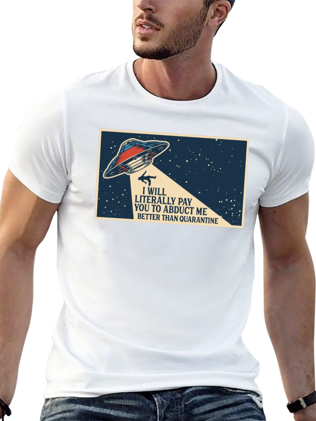 Black Abduction Quarantine T-Shirt - Funny Alien Graphic Tee view 13