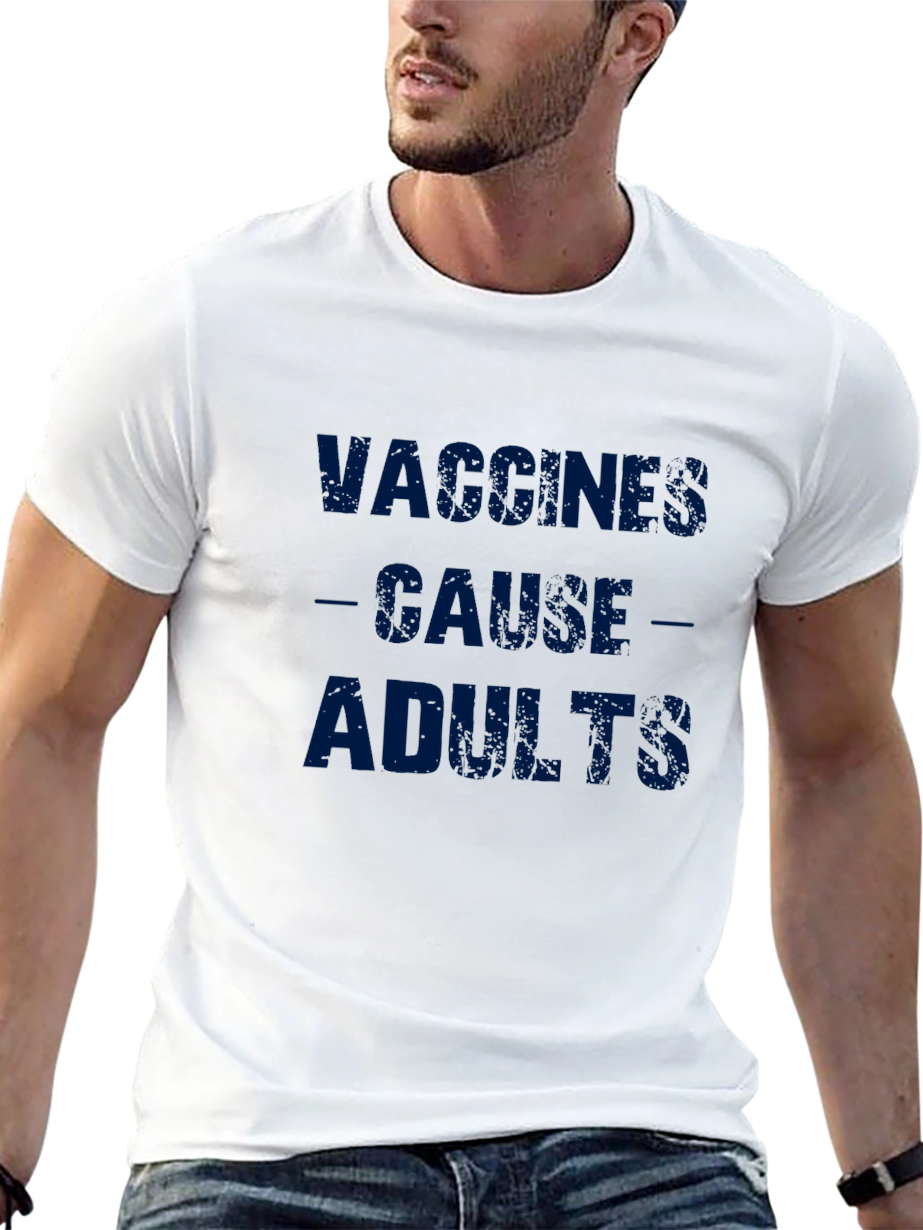 Black Vaccines Cause Adults Graphic Tee - Black T-Shirt view 13