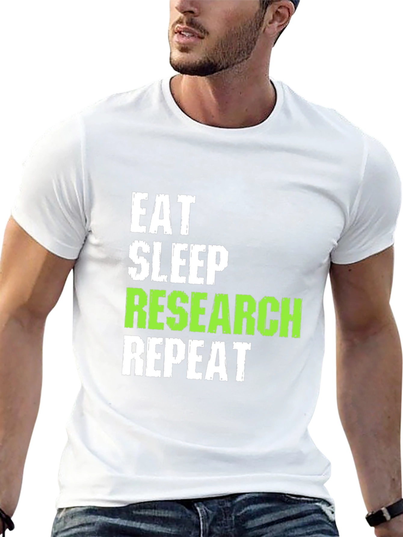 Black Eat Sleep Research Repeat Black T-Shirt view 13