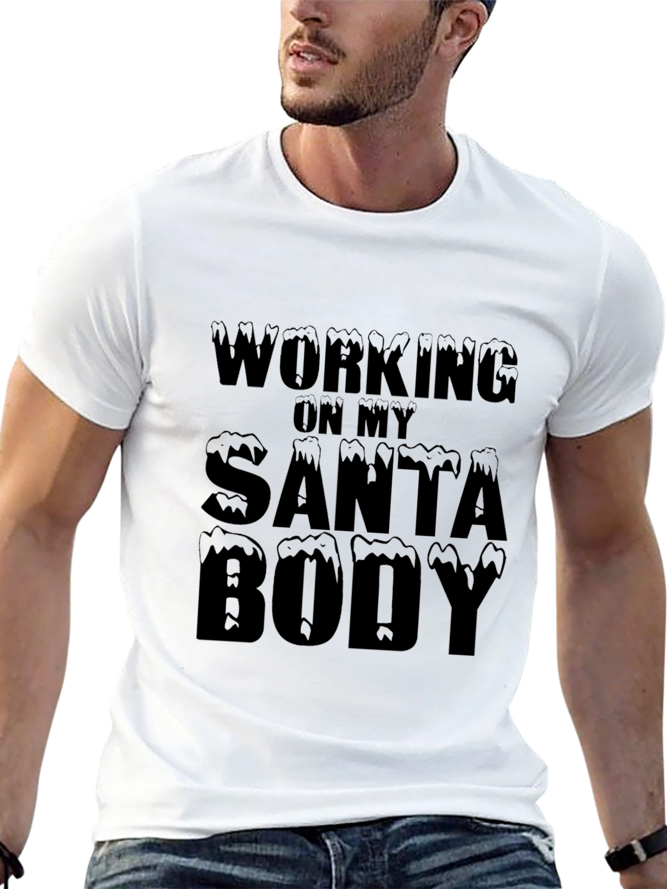 Black Working On My Santa Body T-Shirt view 13