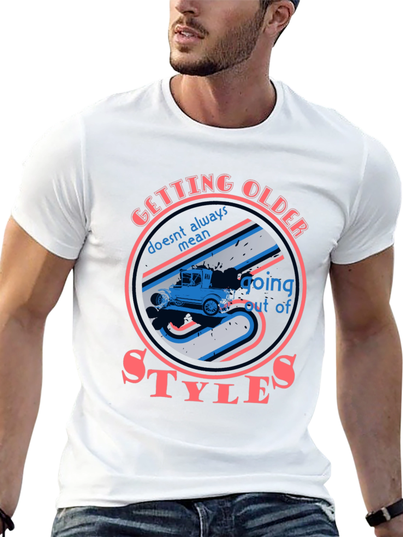 Black Retro Car Graphic T-Shirt - Getting Older Doesn't Mean Out of Style view 13