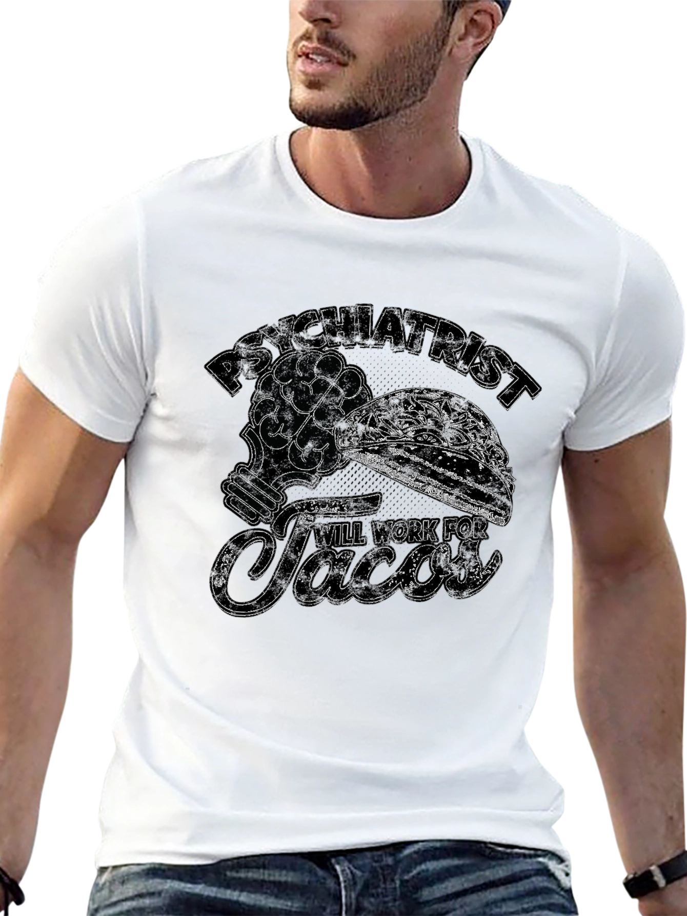 Black Psychiatrist Will Work For Tacos Graphic T-Shirt view 13