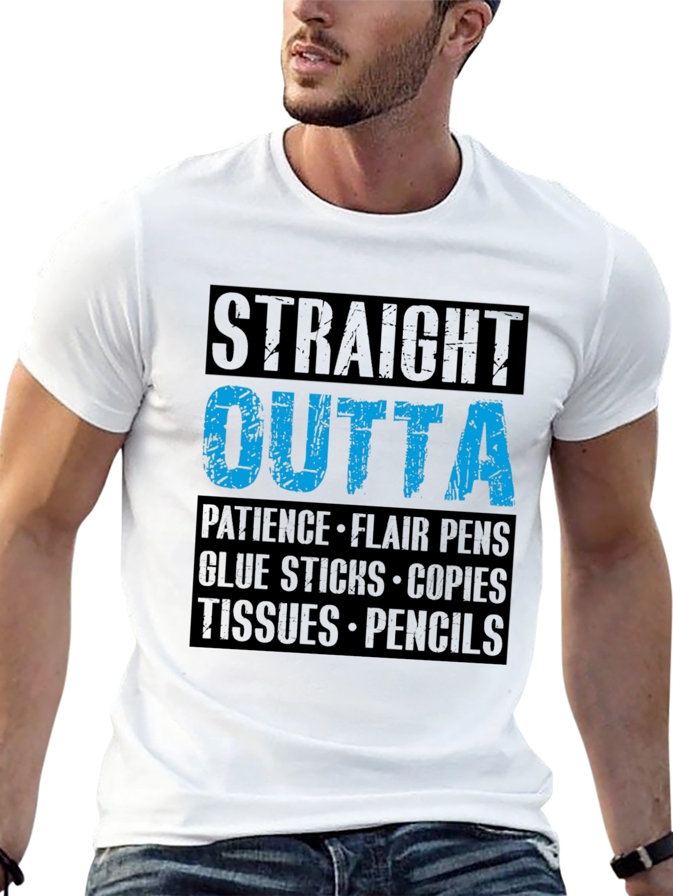 Black Straight Outta Patience Teacher T-Shirt view 13