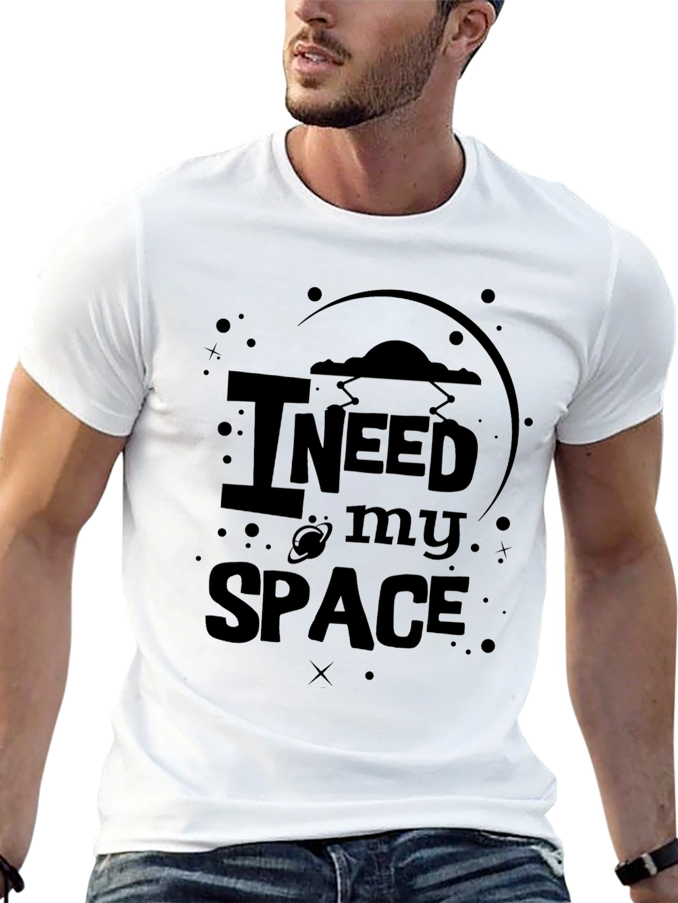 Black I Need My Space Graphic T-Shirt - Black view 13