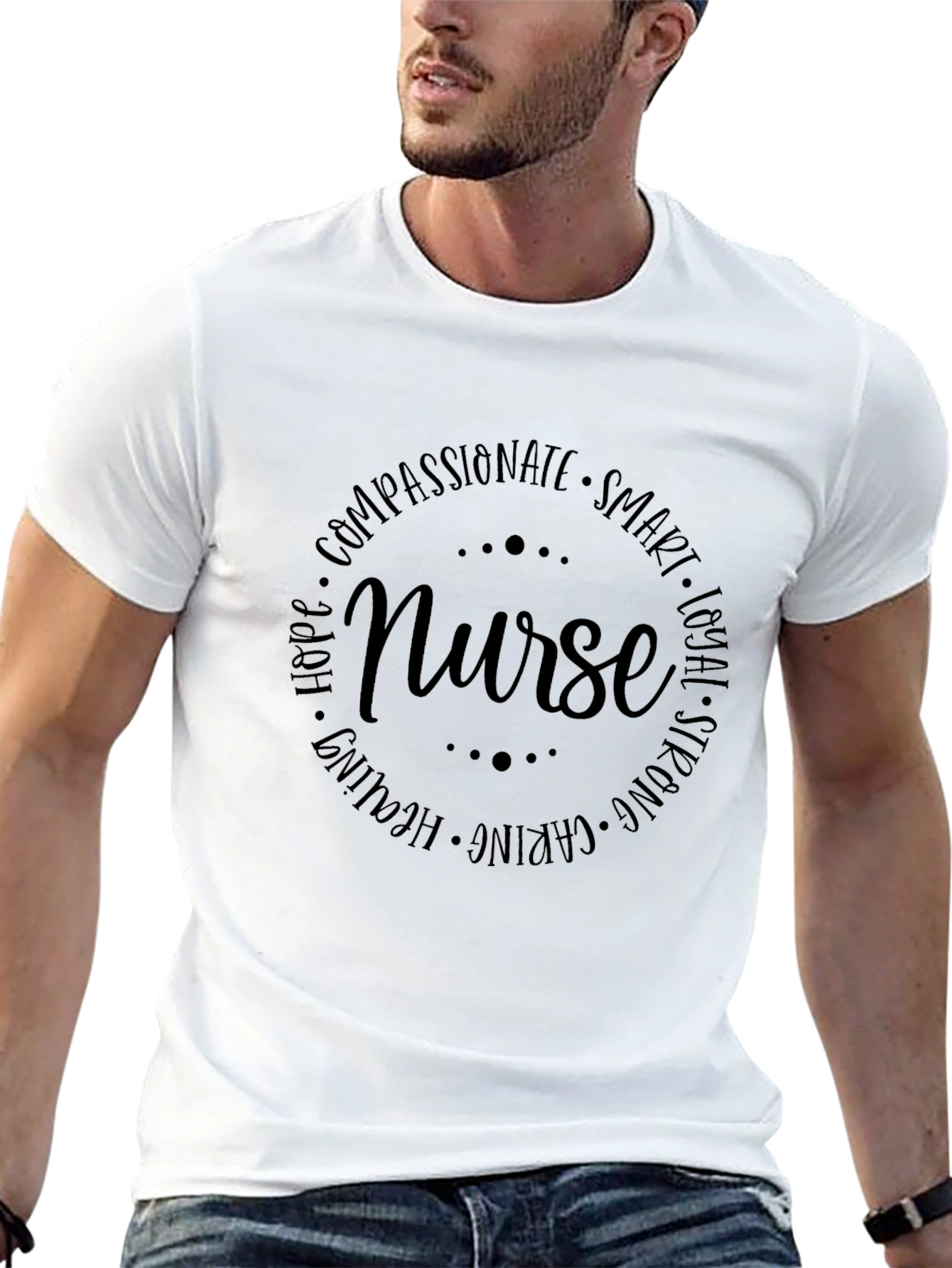 Black Nurse Compassionate Smart Black T-Shirt view 13