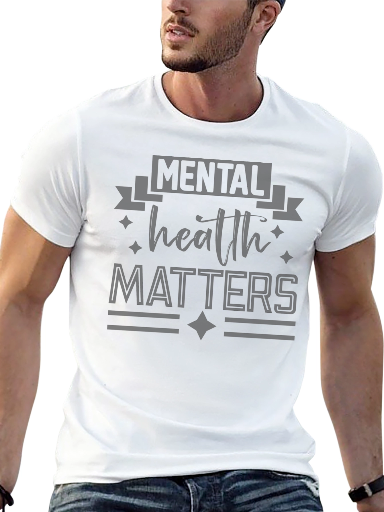 Black Mental Health Matters Graphic Tee - Black Cotton T-Shirt view 13