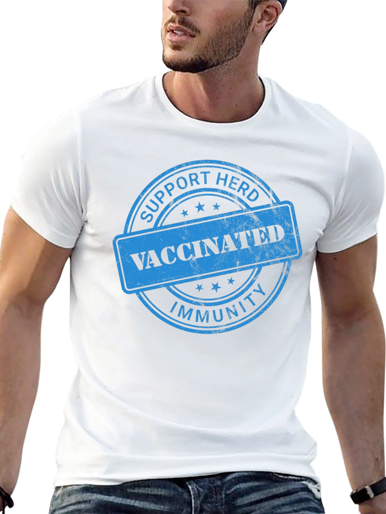 Black Support Herd Immunity Vaccinated T-Shirt view 13
