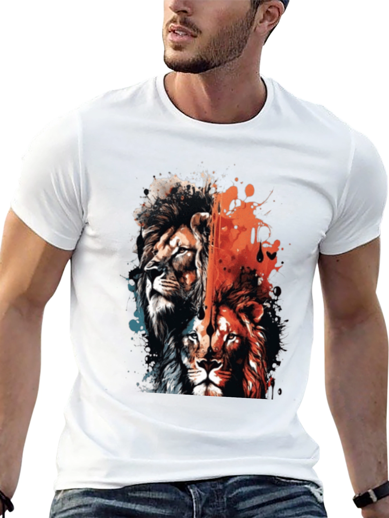 Black Lion Duo Graphic Tee - Bold Statement Shirt view 13