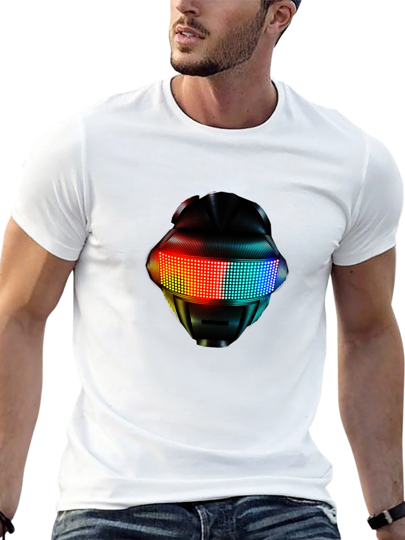 Black LED Robot Head Graphic Black T-Shirt view 13