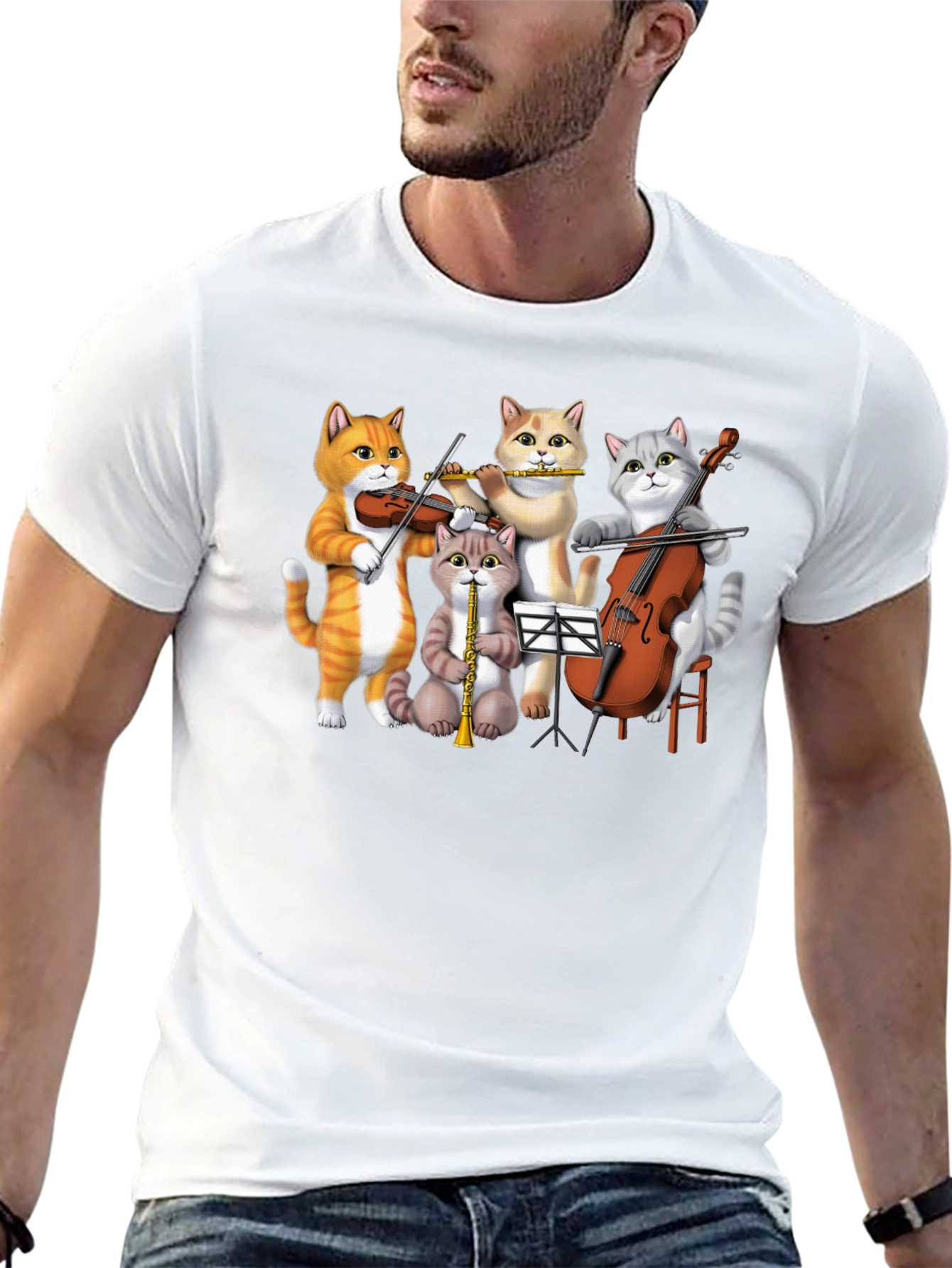 Black Cat Orchestra T-Shirt Funny Music Cats Tee view 13