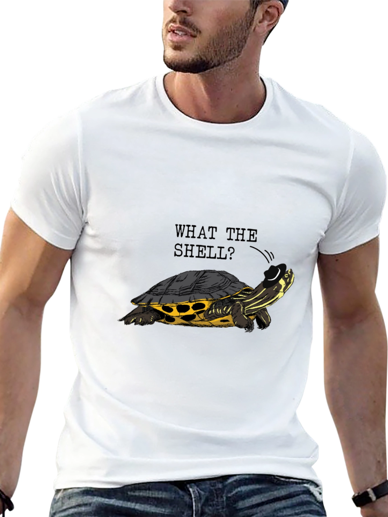 Black What the Shell? Turtle Graphic Tee - Black view 13