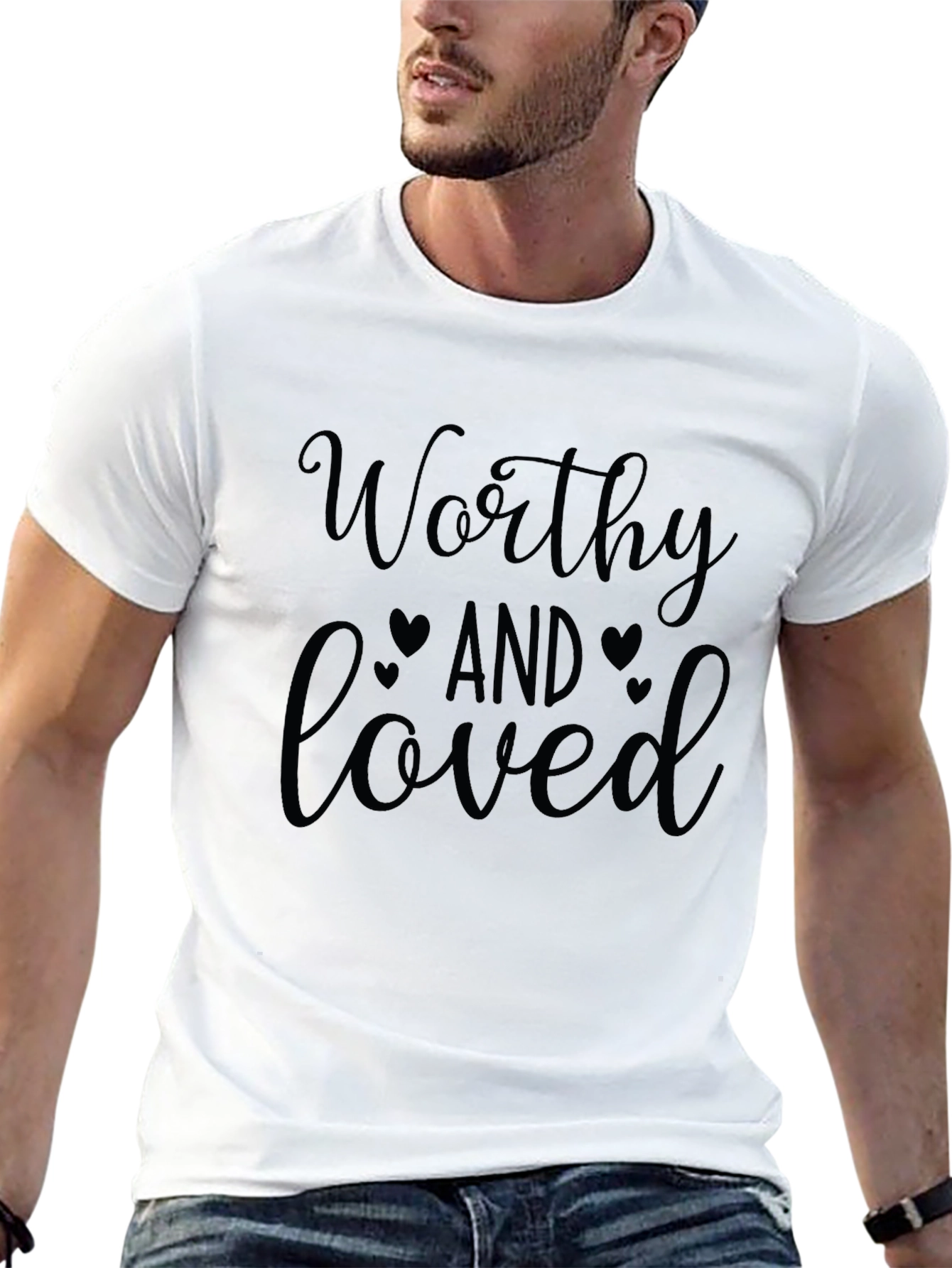 Black Worthy & Loved Graphic Tee - Black view 13
