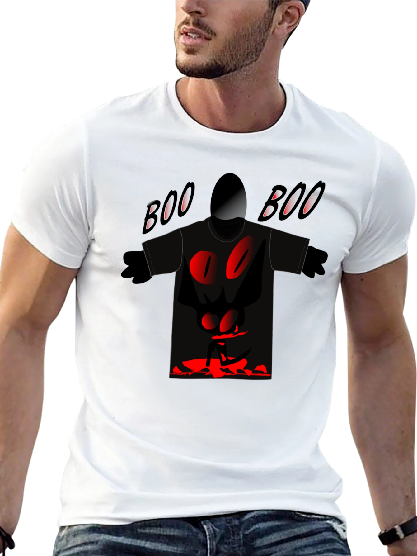 Black Spooky "Boo" Graphic Tee - Black Cotton Blend view 13