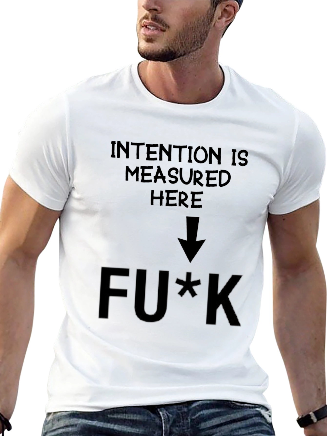 Black Intention Measured Here Graphic T-Shirt view 13