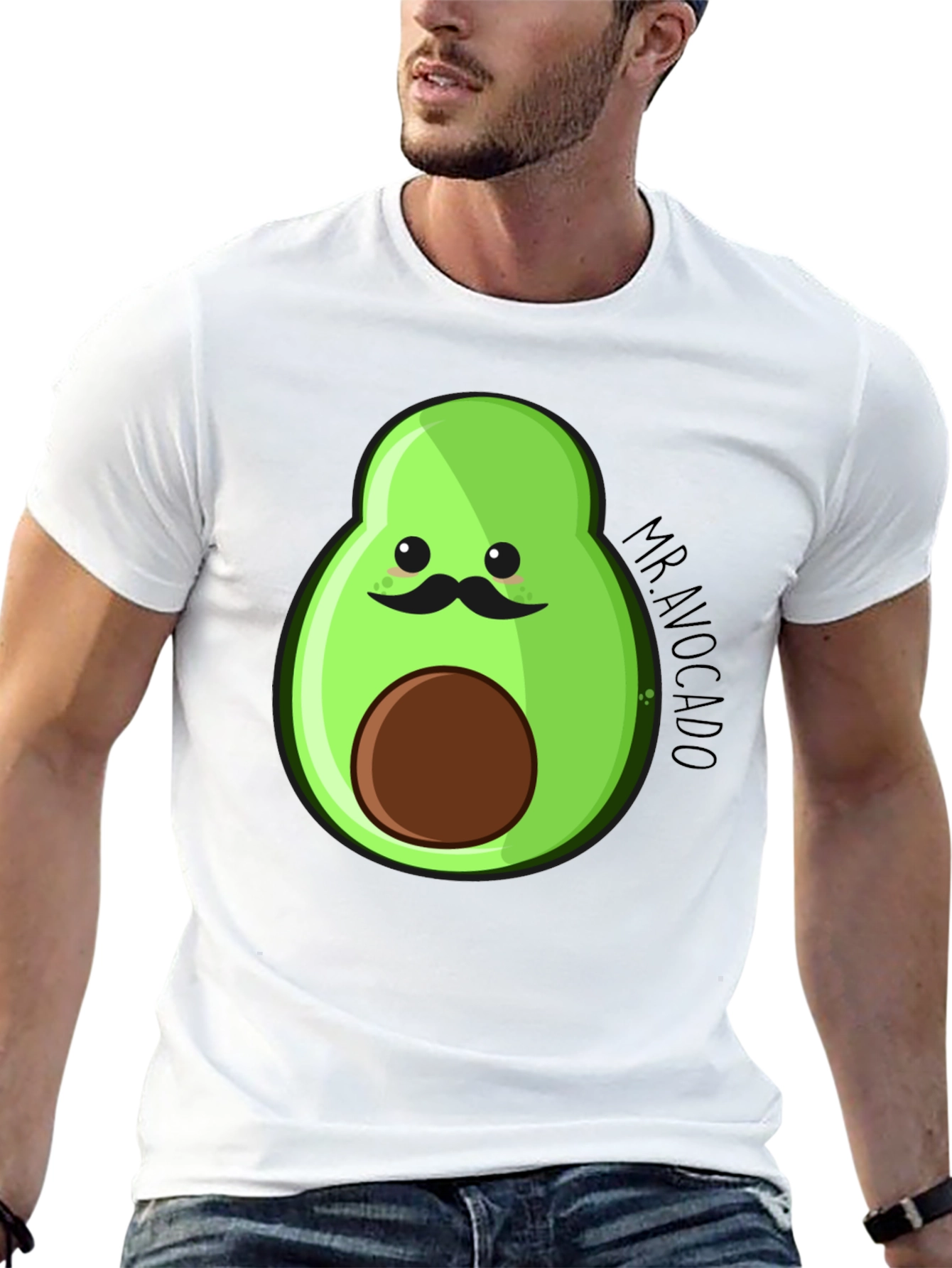 Black Mr. Avocado Graphic Tee - Black Unisex T-Shirt view 13
