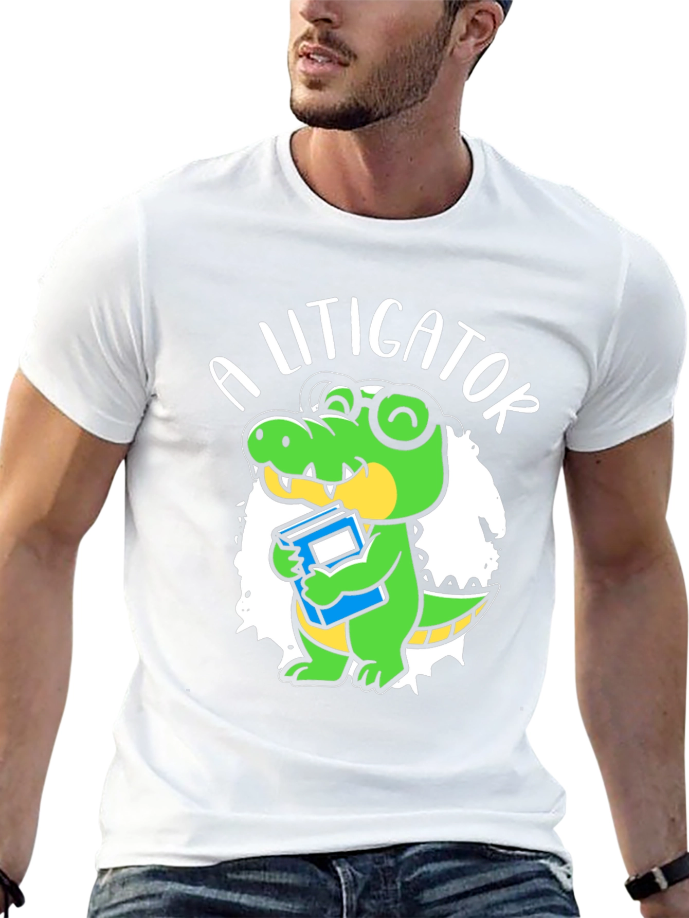 Black A Litigator Alligator T-Shirt - Lawyer Crocodile Tee view 13