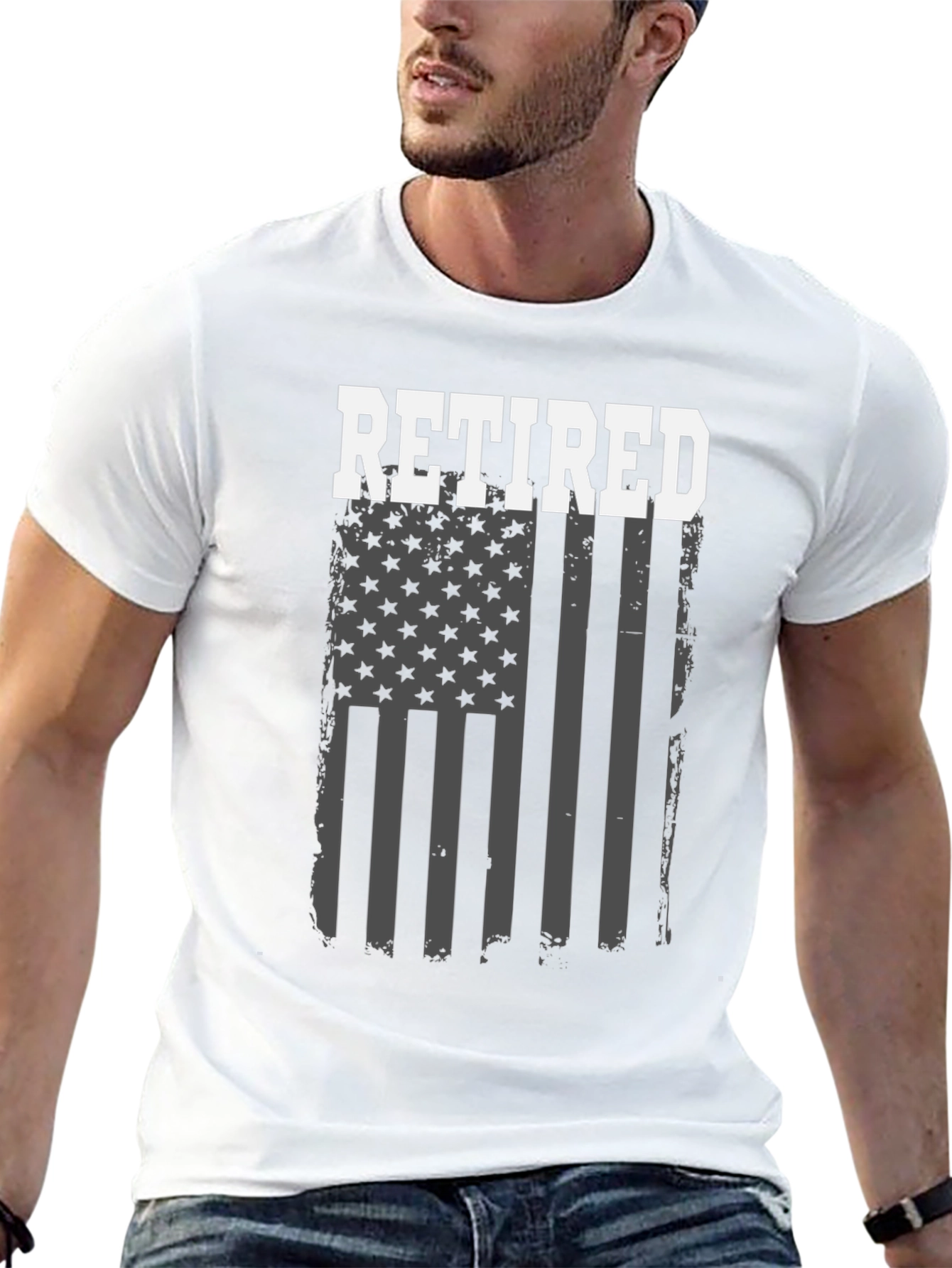 Black Retired American Flag Graphic T-Shirt view 13