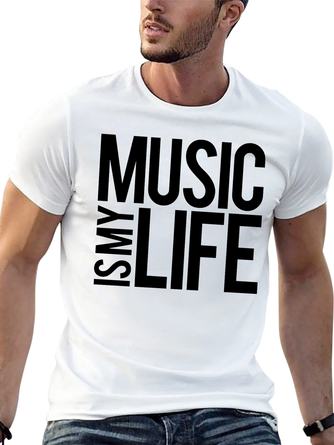 Black Music is My Life T-Shirt - Black Crew Neck Tee view 13