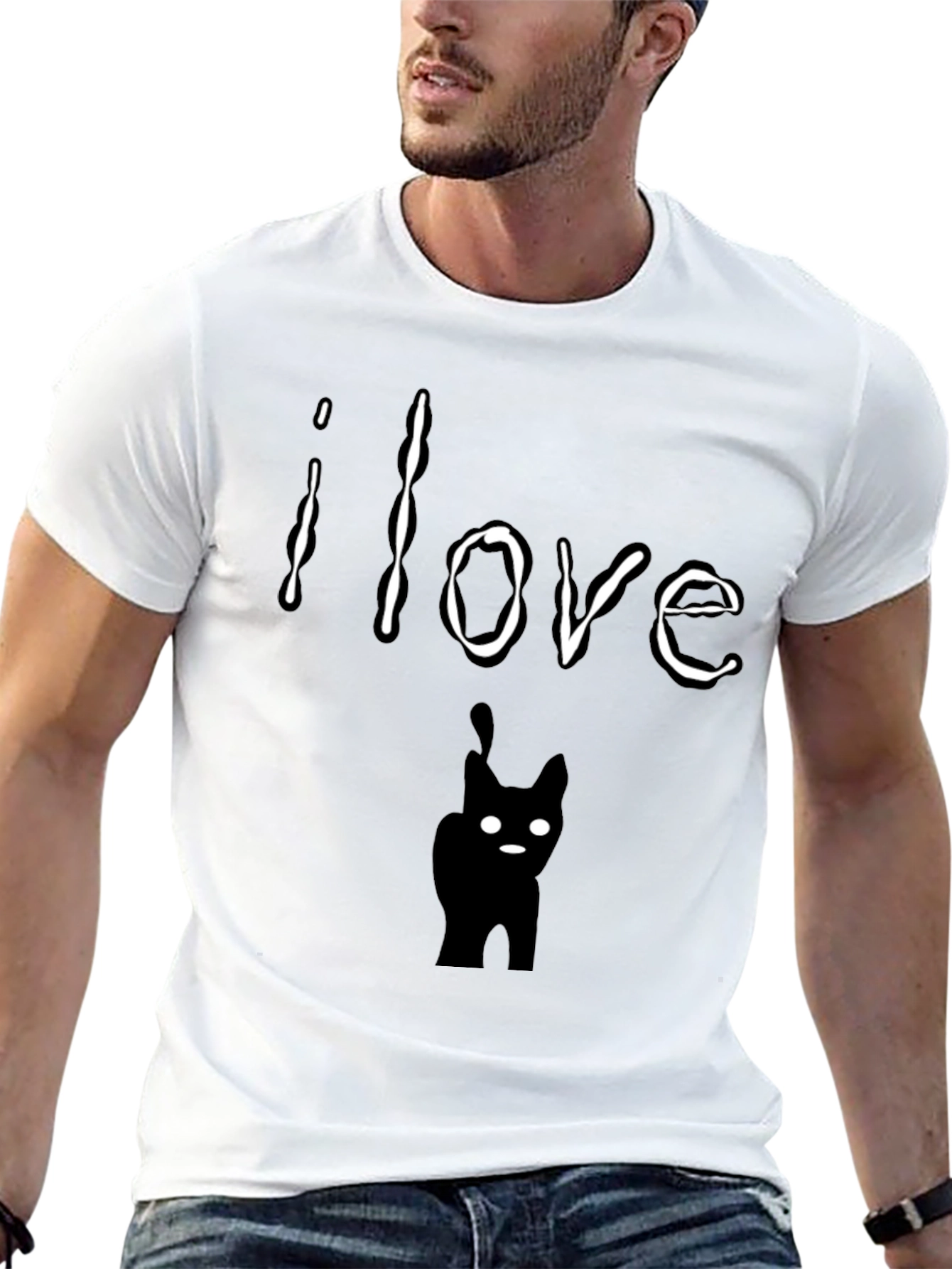 Black I Love Cats Graphic T-Shirt - Soft Cotton Tee view 13