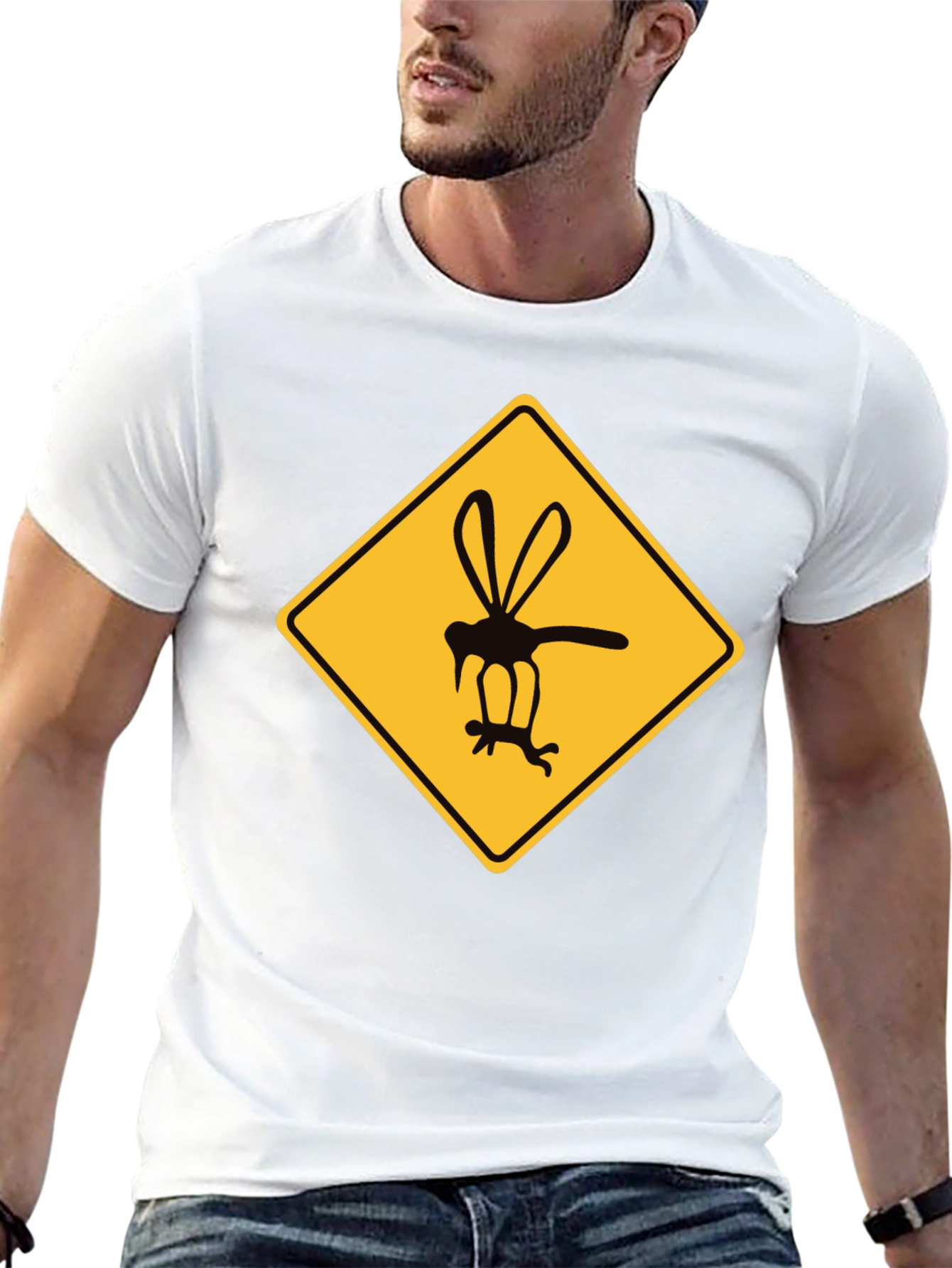 Black Mosquito Warning Graphic T-Shirt - Black view 13