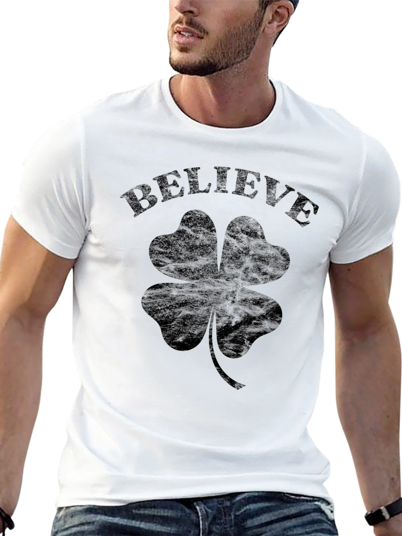 Black Believe Shamrock Clover T-Shirt view 13