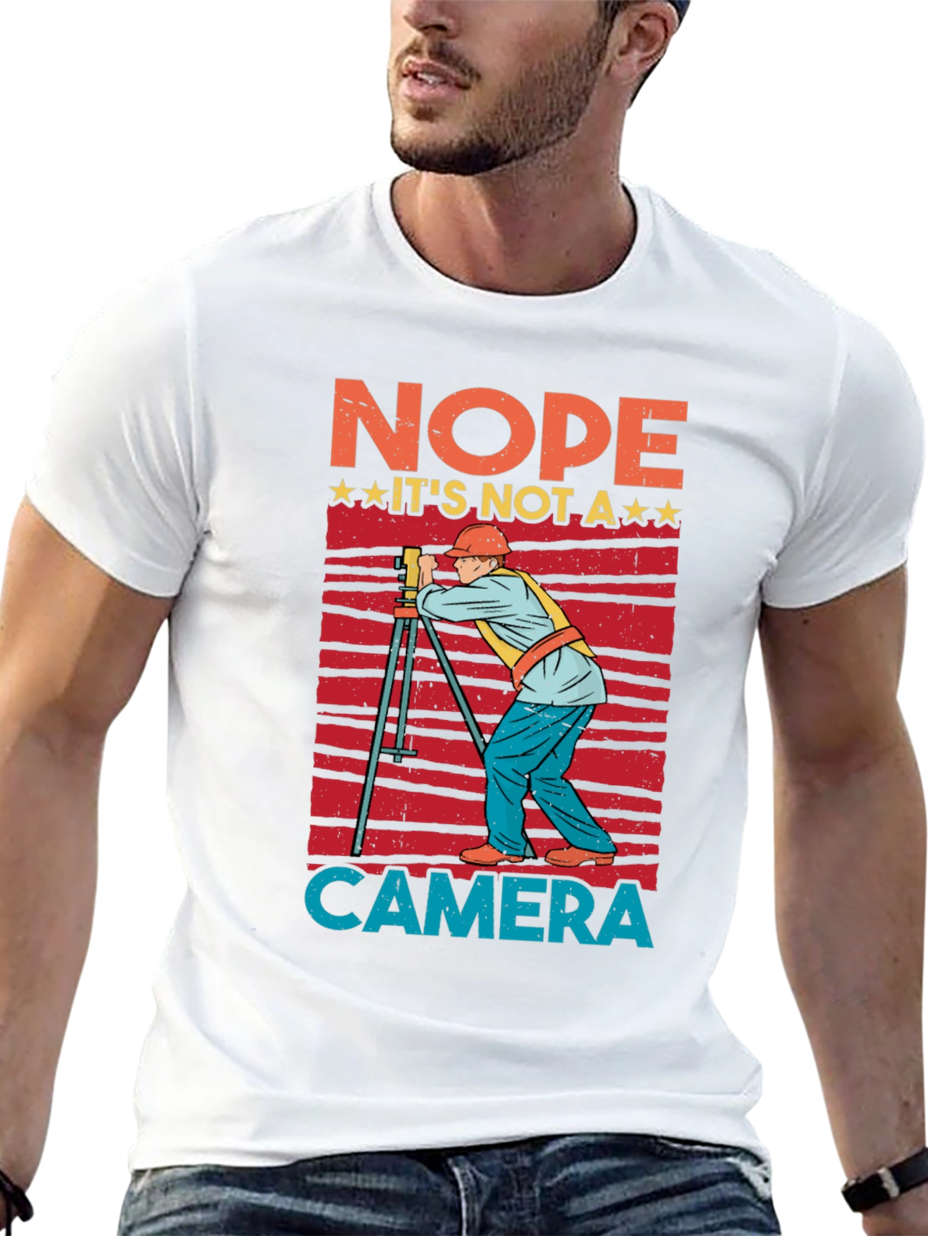 Black Nope Not a Camera Surveyor T-Shirt view 13
