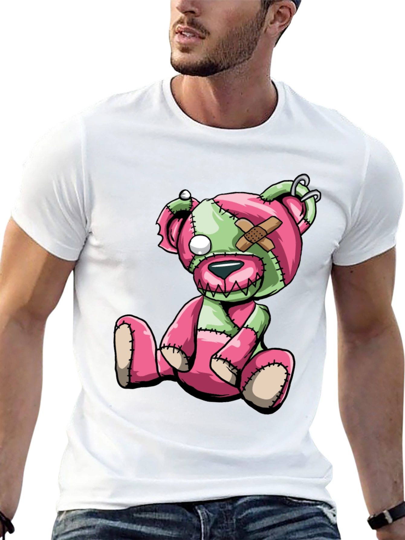 Black Creepy Cute Zombie Teddy Bear Graphic Tee view 13