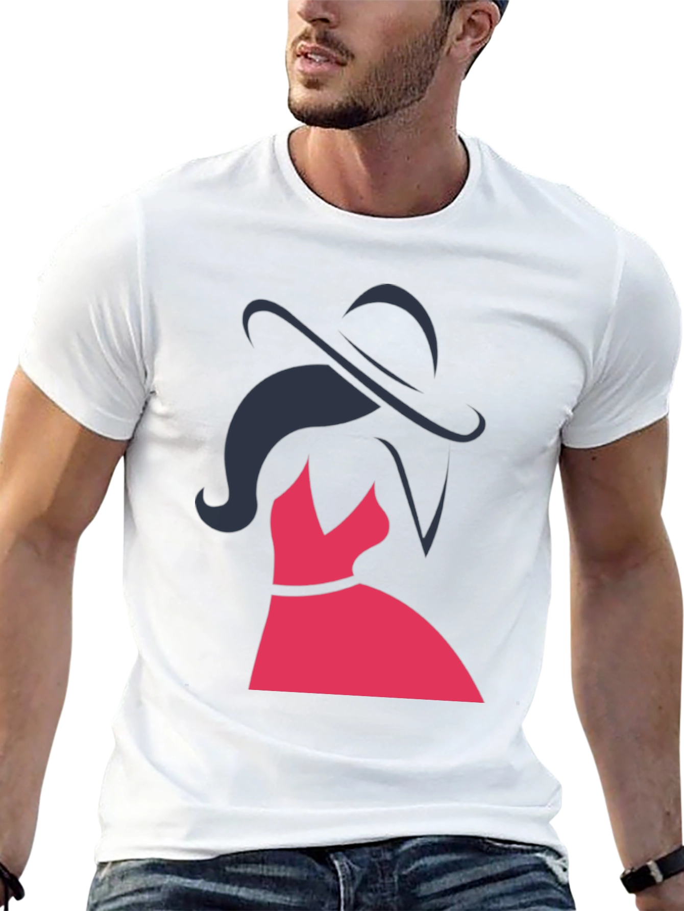 Black Elegant Woman Graphic Tee - Stylish Fashion Top view 13